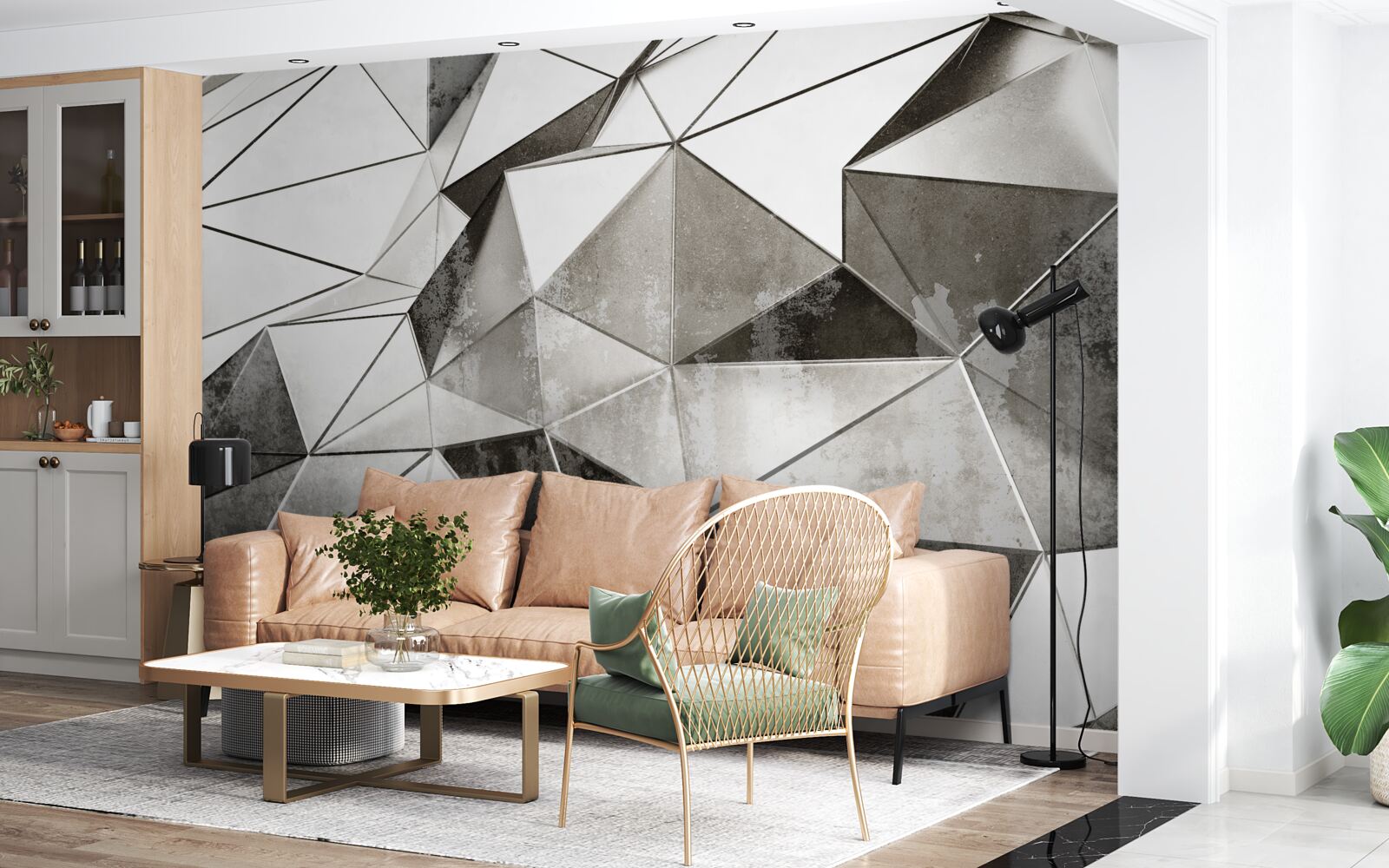 Fototapeta streszczenie czarno-białe tło w stylu geometrycznym