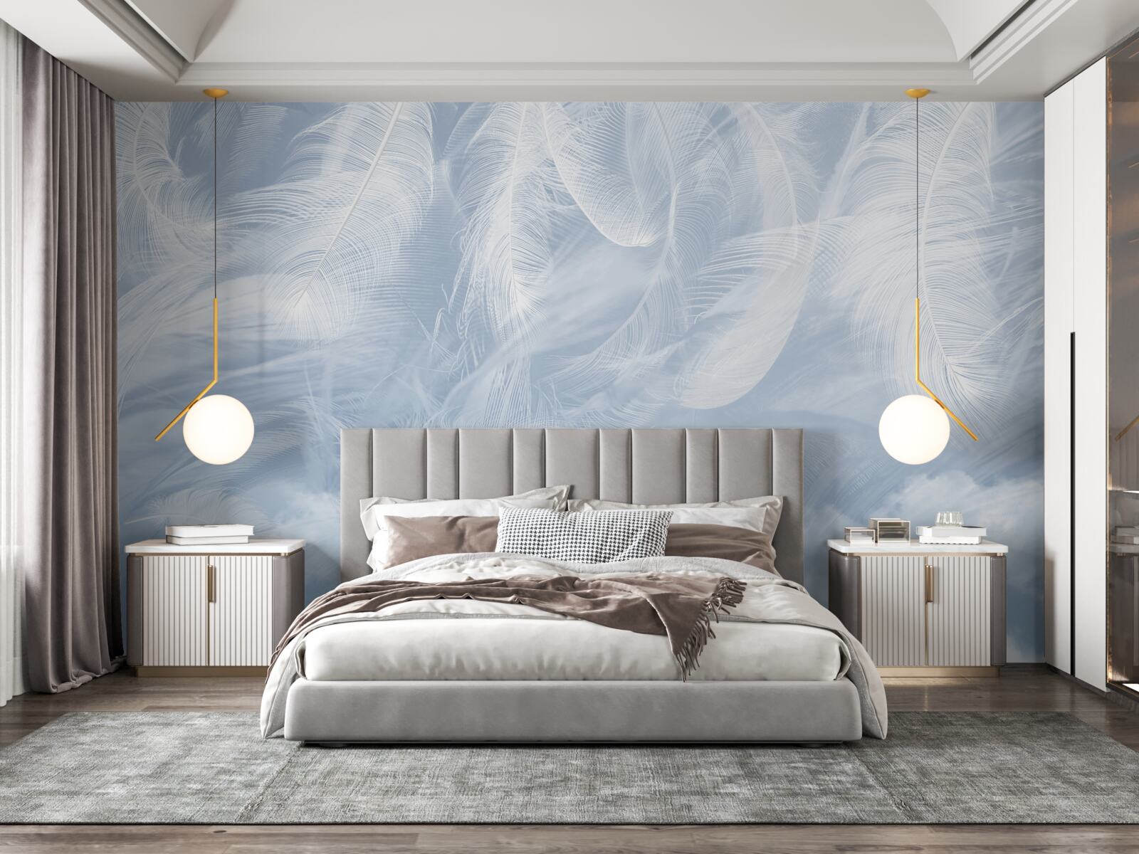 Fototapeta puchatek i gromady niebieskie