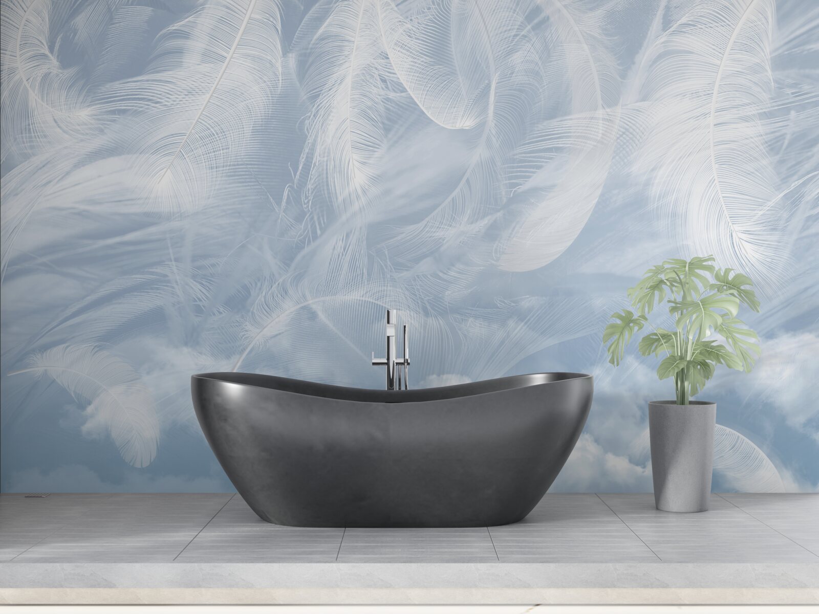 Fototapeta puchatek i gromady niebieskie