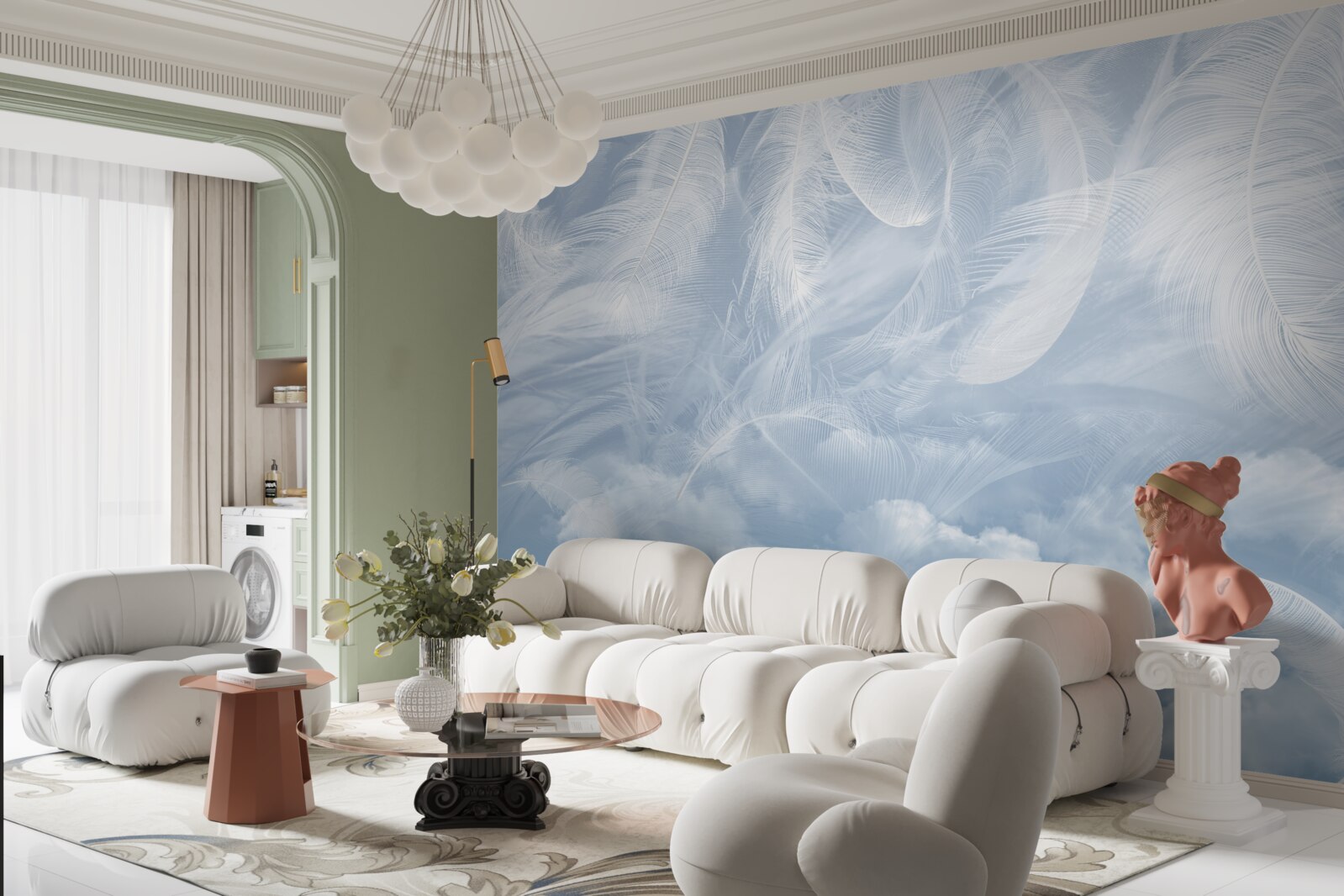 Fototapeta puchatek i gromady niebieskie