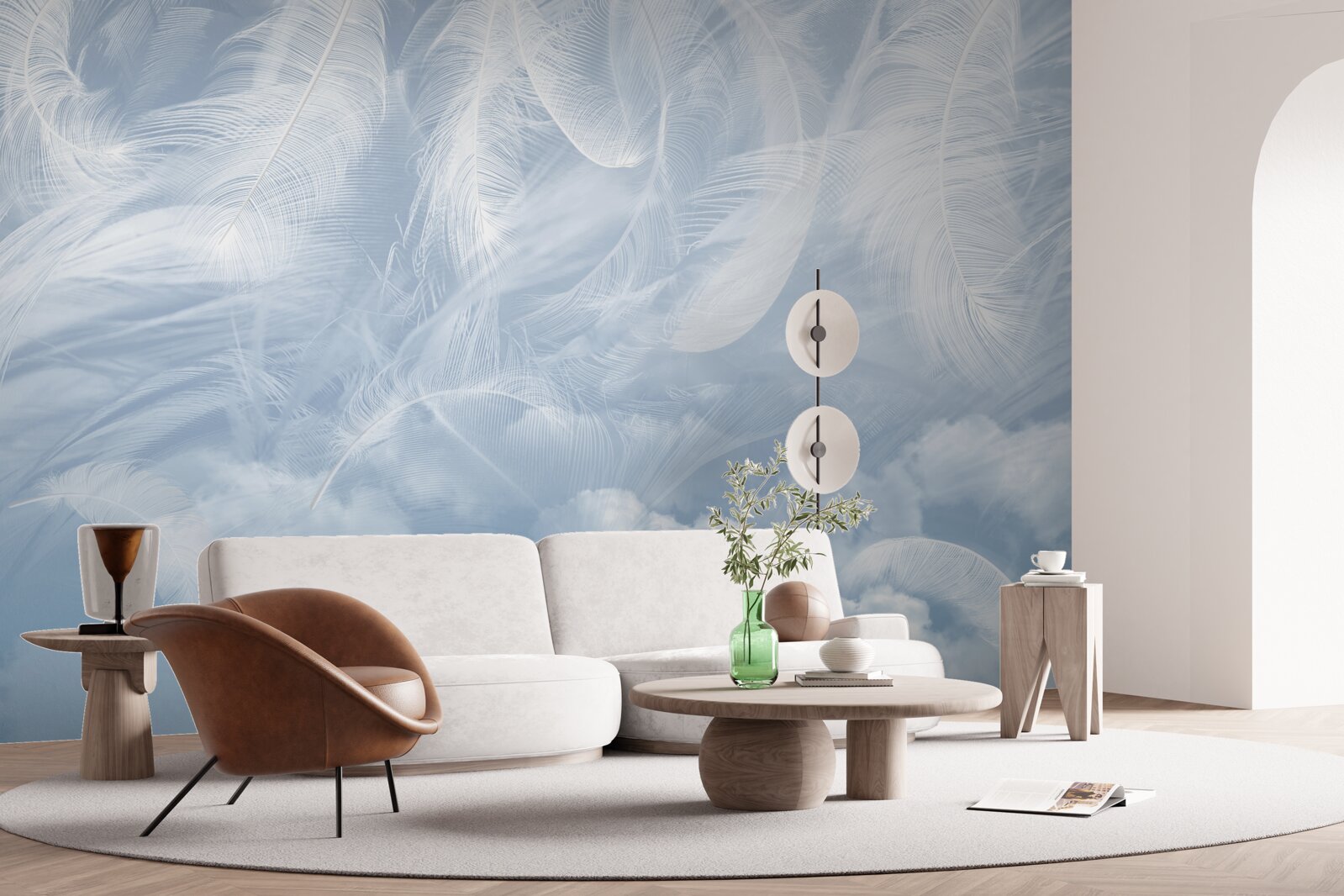 Fototapeta puchatek i gromady niebieskie