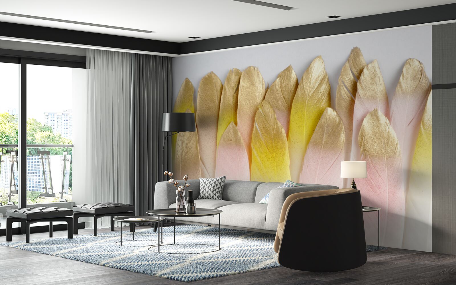 Fototapeta długie pióra gradientowe