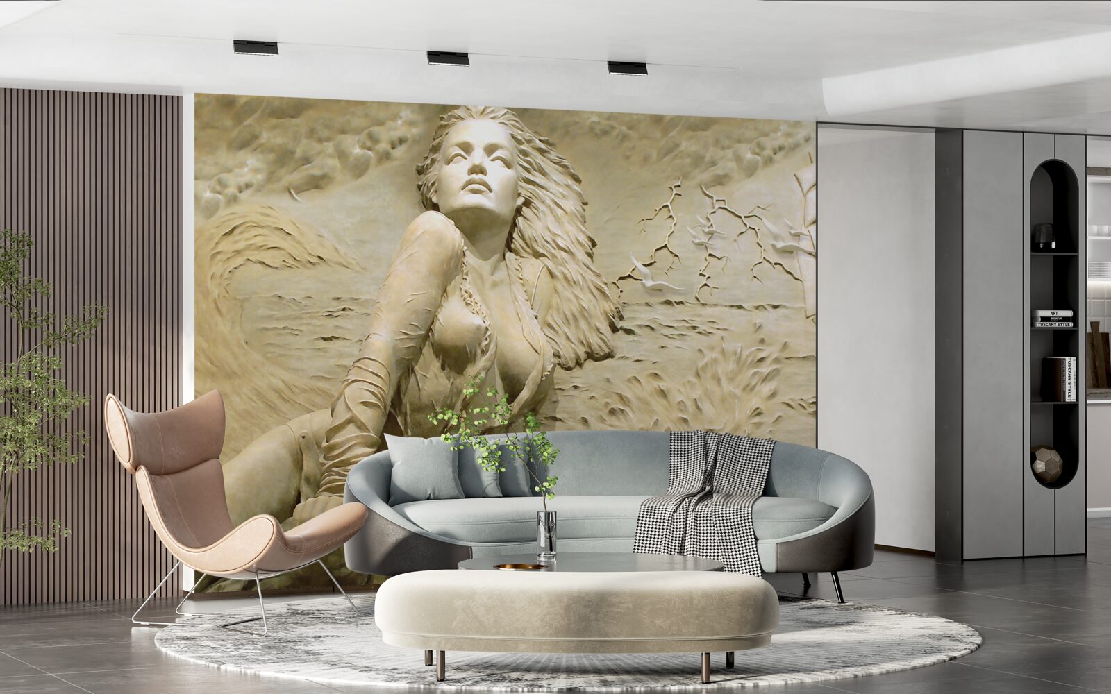 Fototapeta w pobliżu dziewczyna z rozpuszczonymi włosami i żaglem