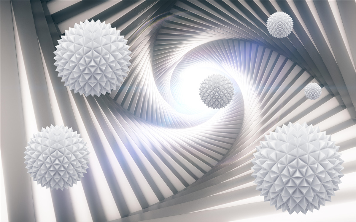 Fototapeta białe kule i abstrakcyjne spirale