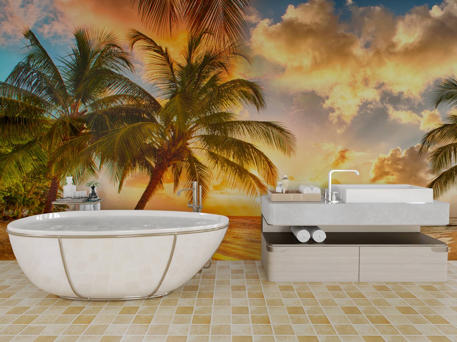 Fototapeta Światło zachodu słońca na wyspie