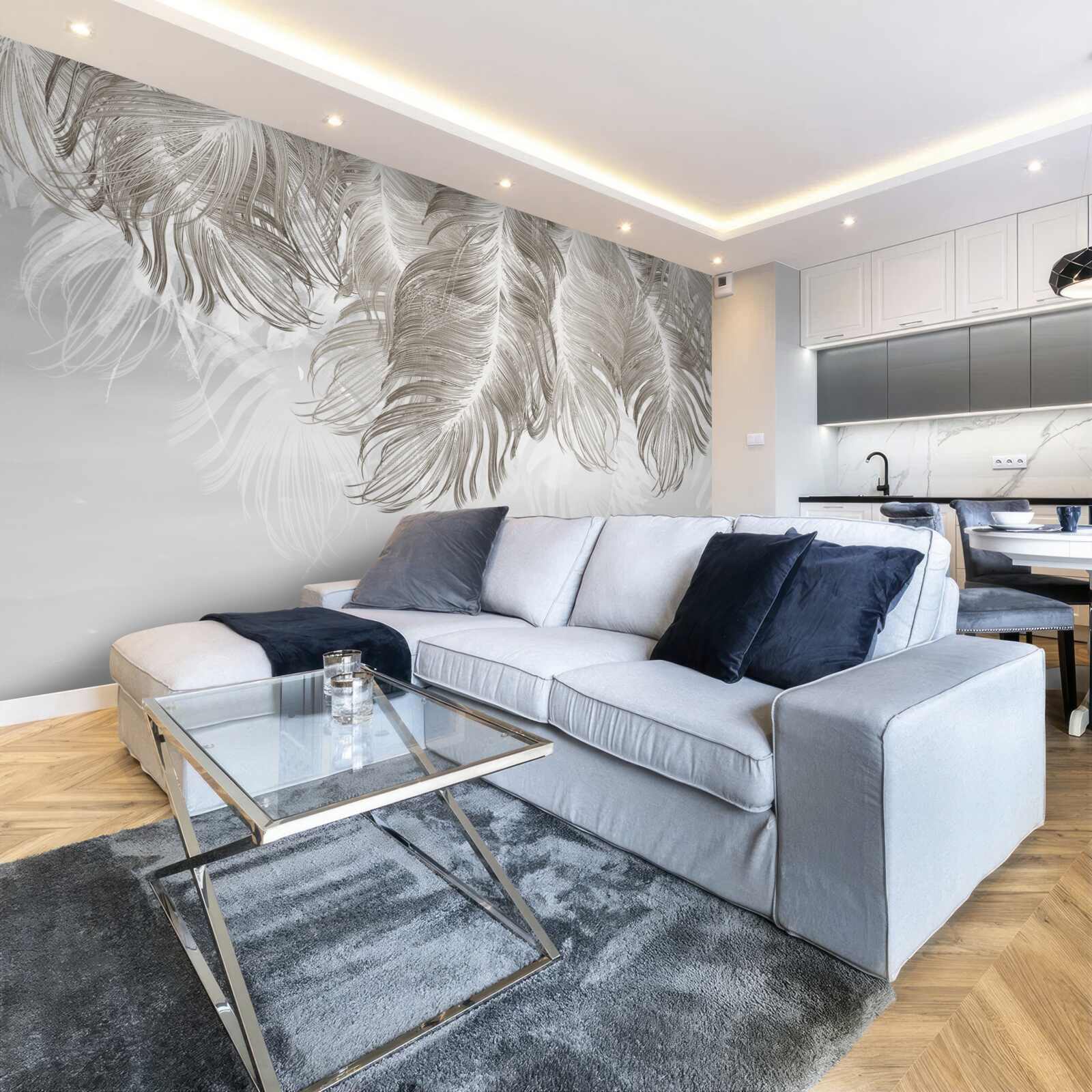 Fototapeta pióra wiszące w powietrzu poniżej