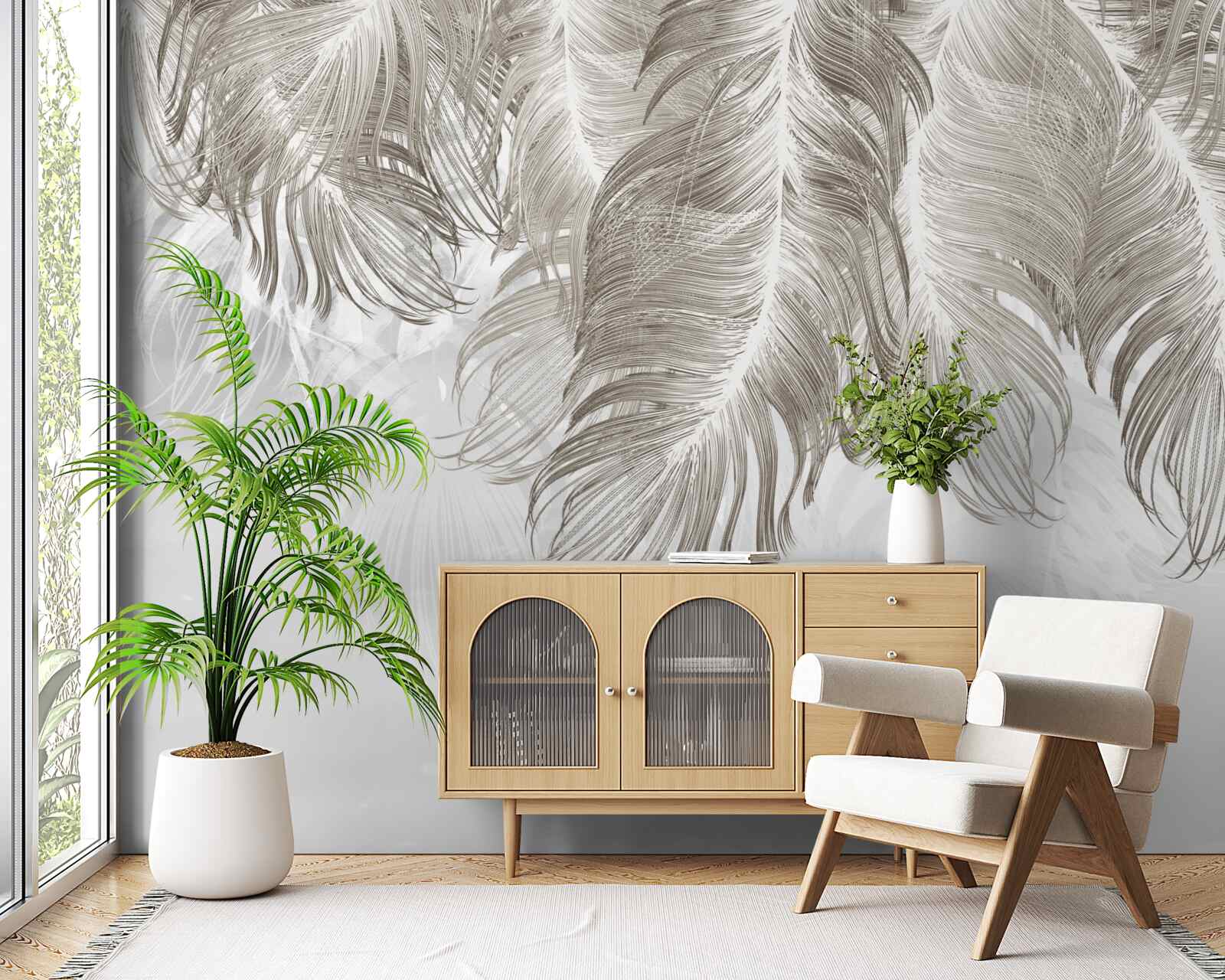 Fototapeta pióra wiszące w powietrzu poniżej