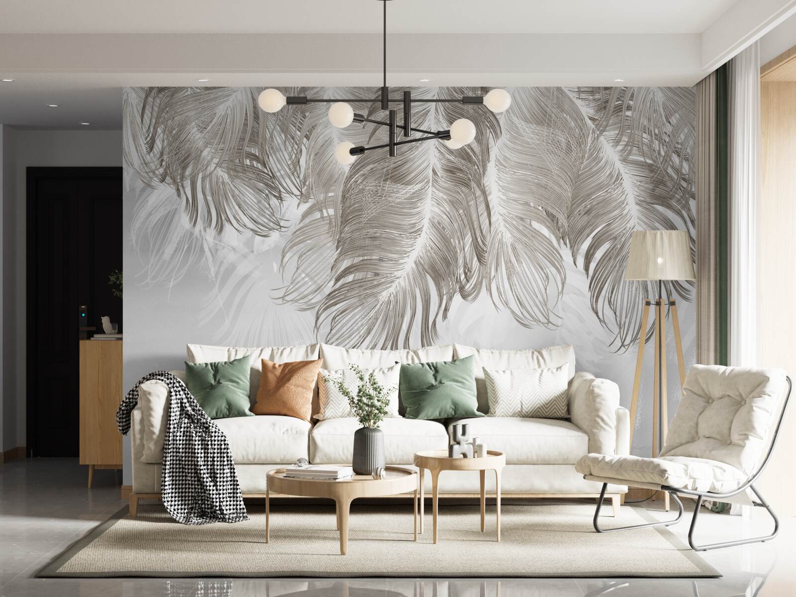 Fototapeta pióra wiszące w powietrzu poniżej