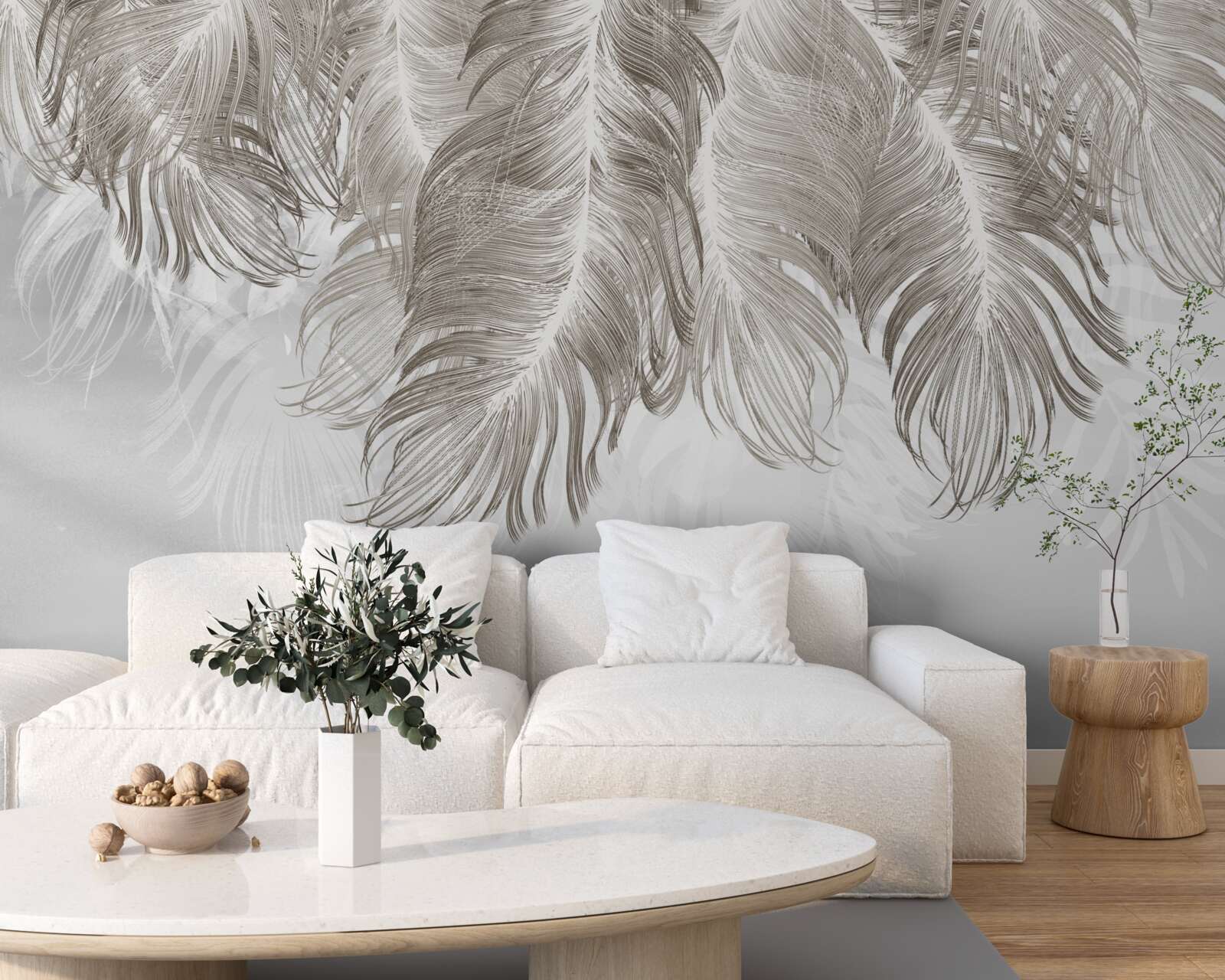 Fototapeta pióra wiszące w powietrzu poniżej