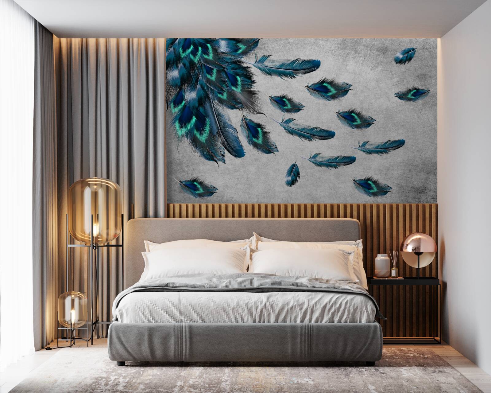 Fototapeta pawie pióra, które odlatują