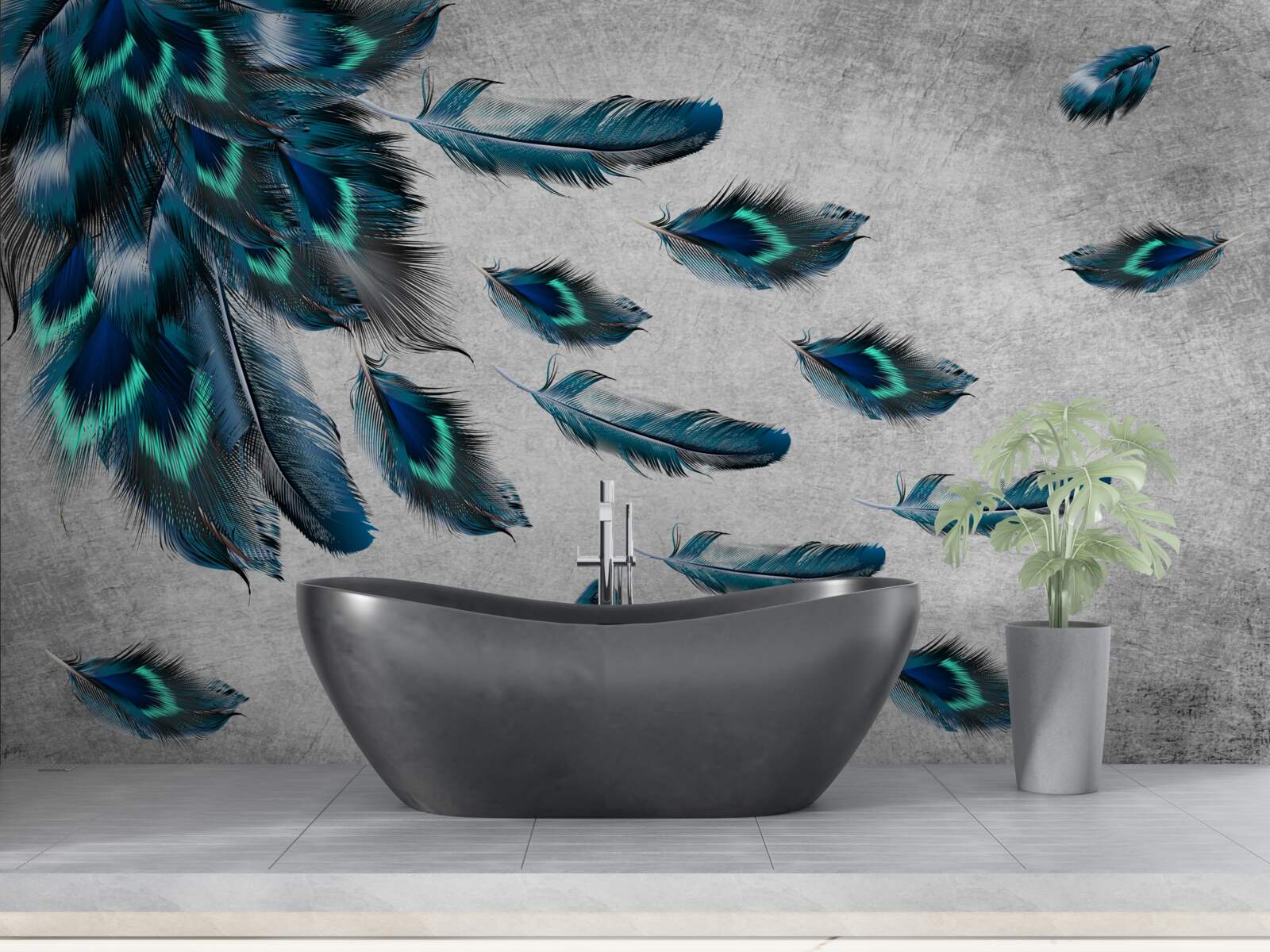 Fototapeta pawie pióra, które odlatują