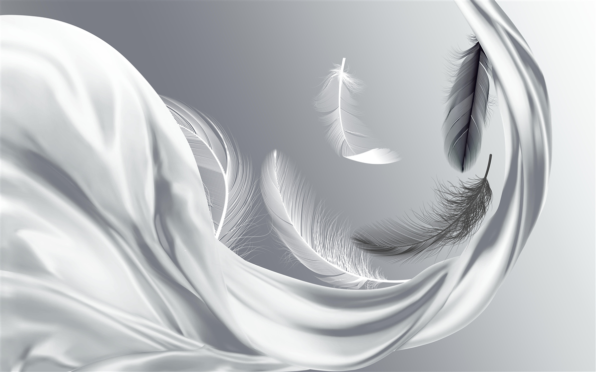 Fototapeta skręcone, błyszczące białe pióra