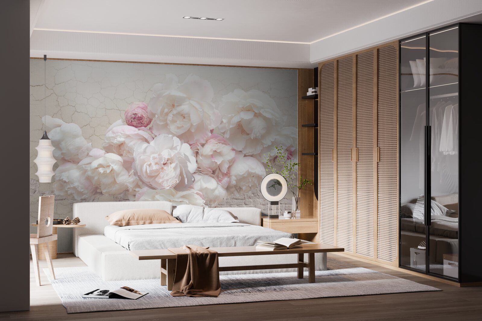 Fototapeta miękkie piwonie w kolorze białym i różowym