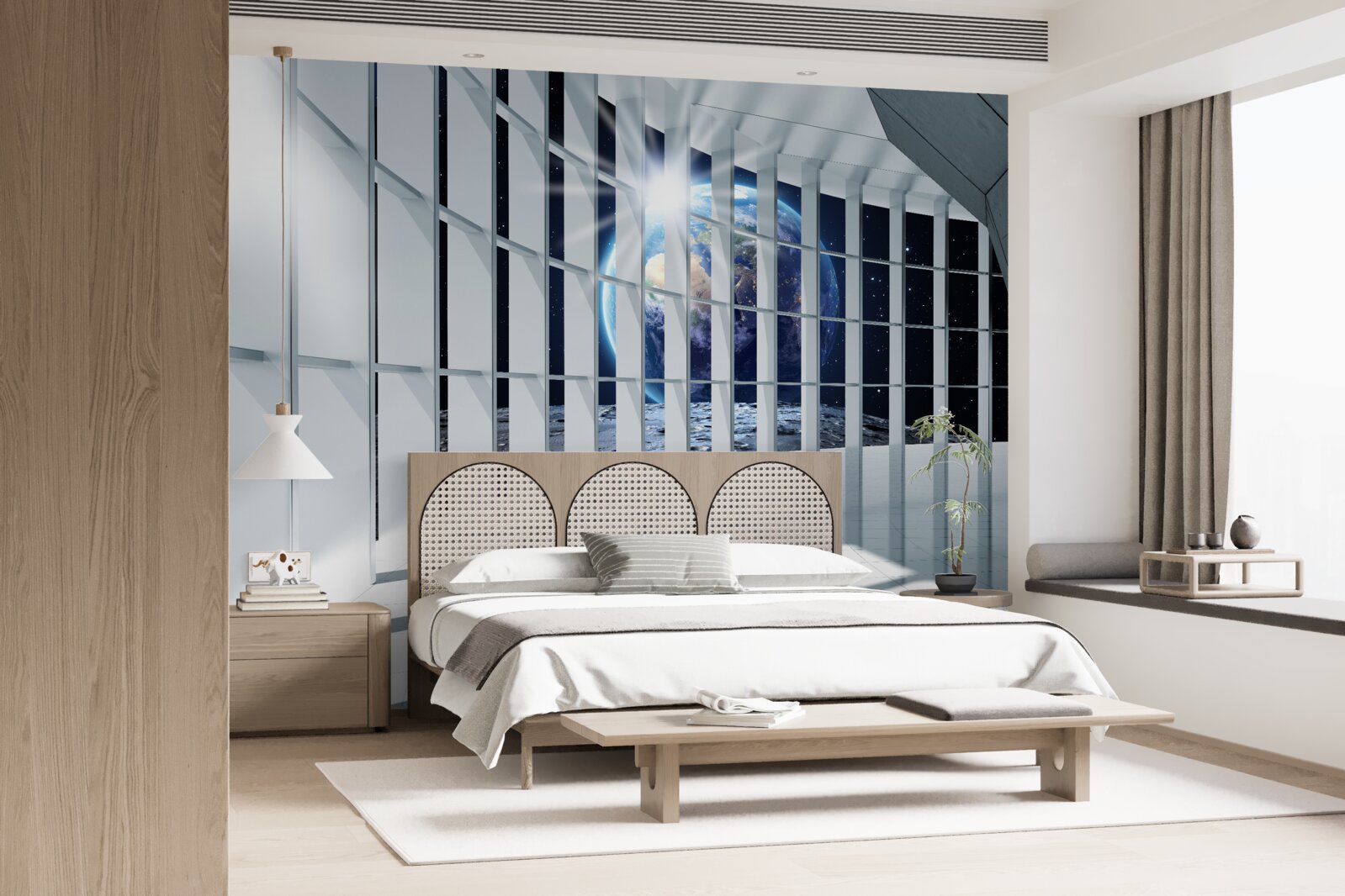 Fototapeta Światło z planety przenika przez przejście budynku