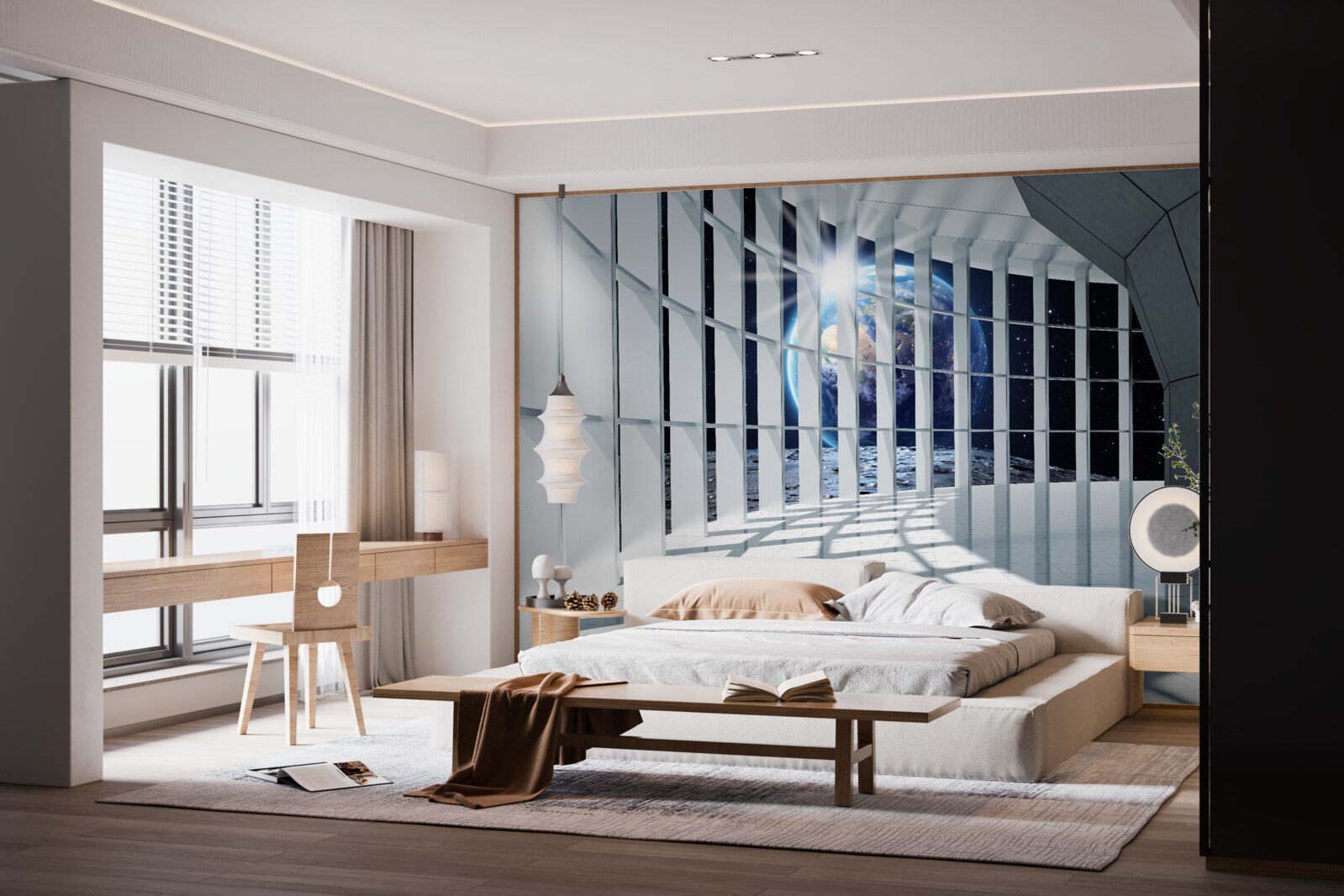 Fototapeta Światło z planety przenika przez przejście budynku