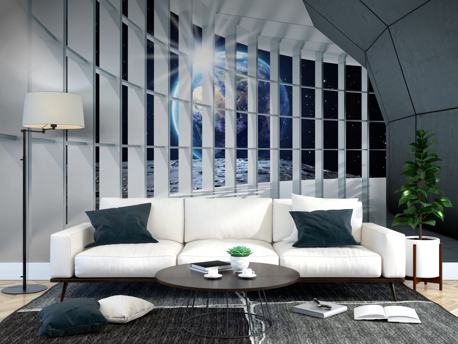 Fototapeta Światło z planety przenika przez przejście budynku