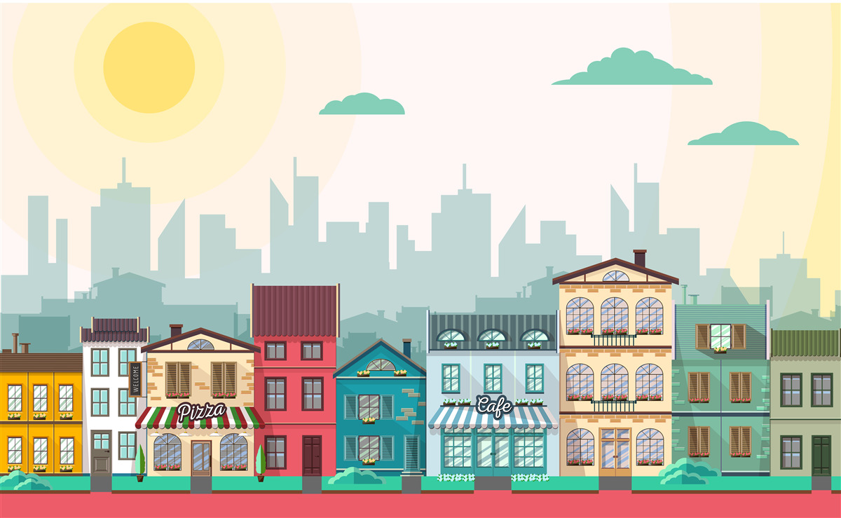 Fototapeta Śliczne domy w różnych kolorach