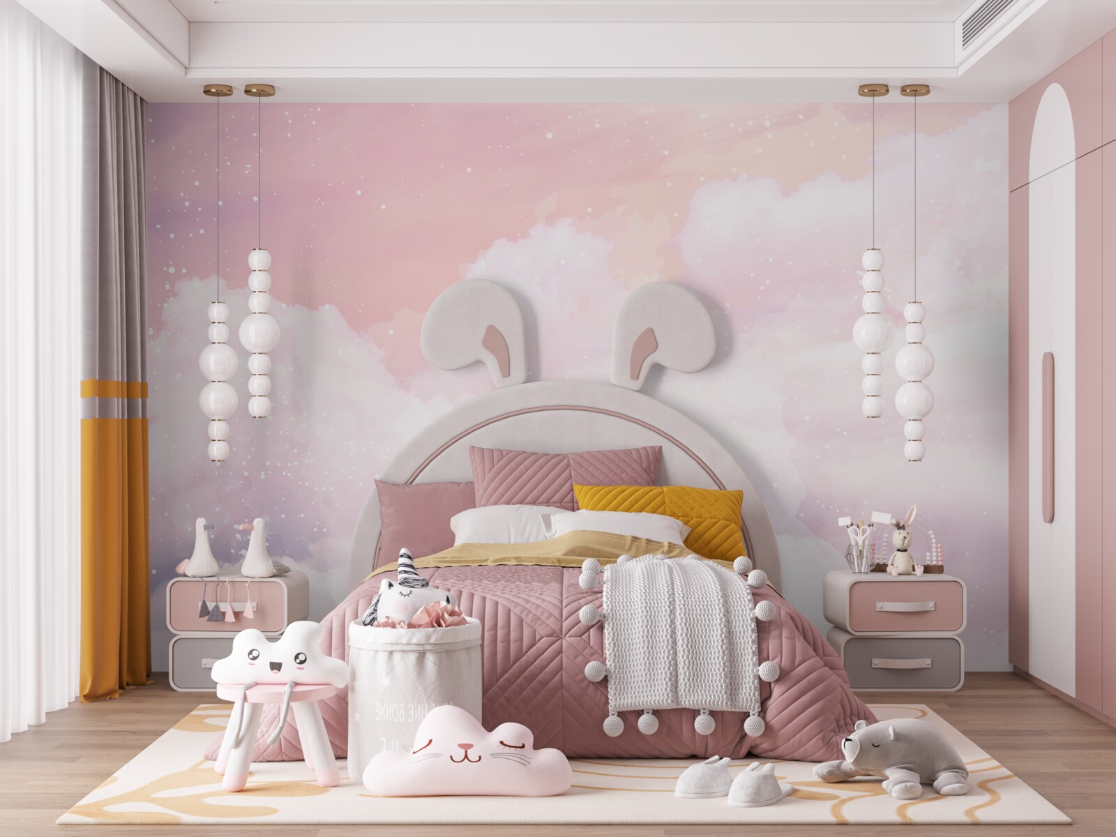 Fototapeta delikatność różowej i białej chmury