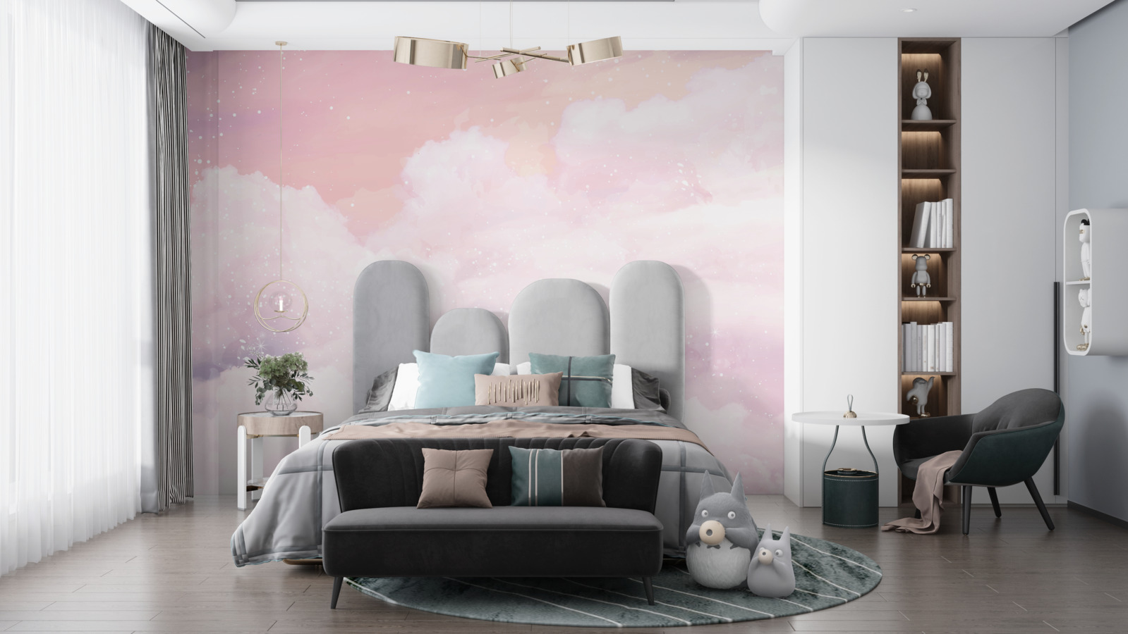 Fototapeta delikatność różowej i białej chmury