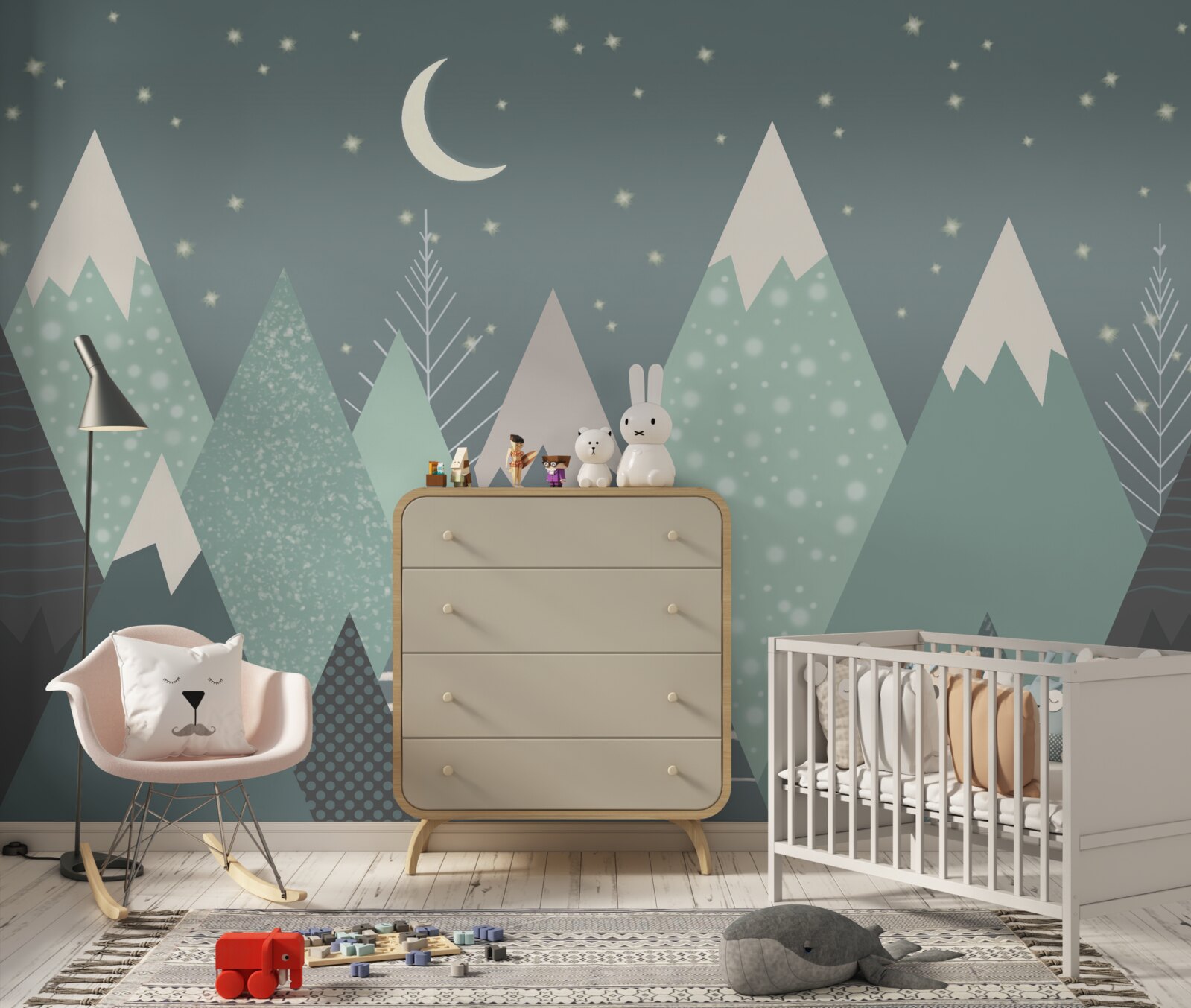 Fototapeta góry w świetle księżyca