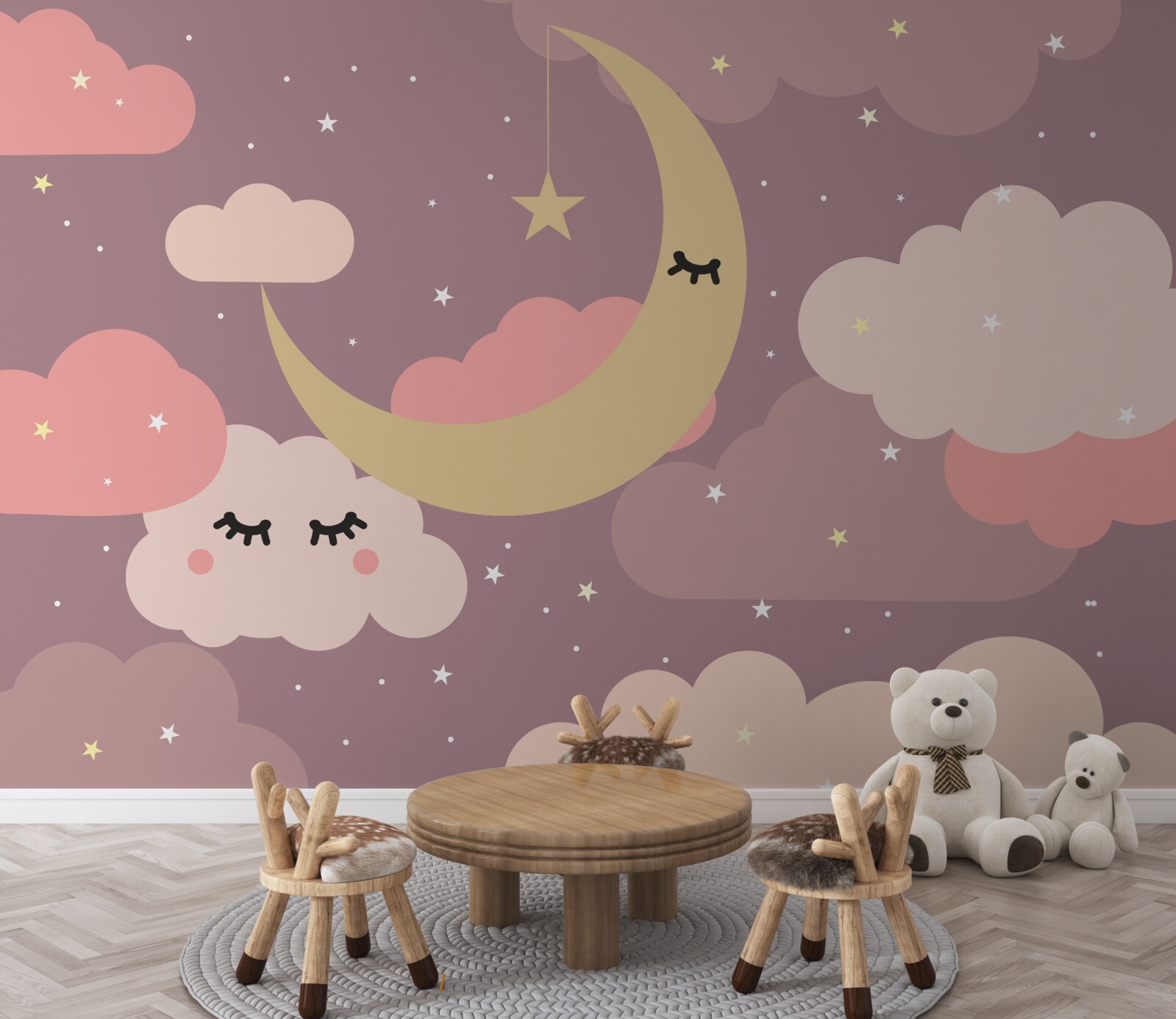 Fototapeta księżyc i mała chmura z oczami