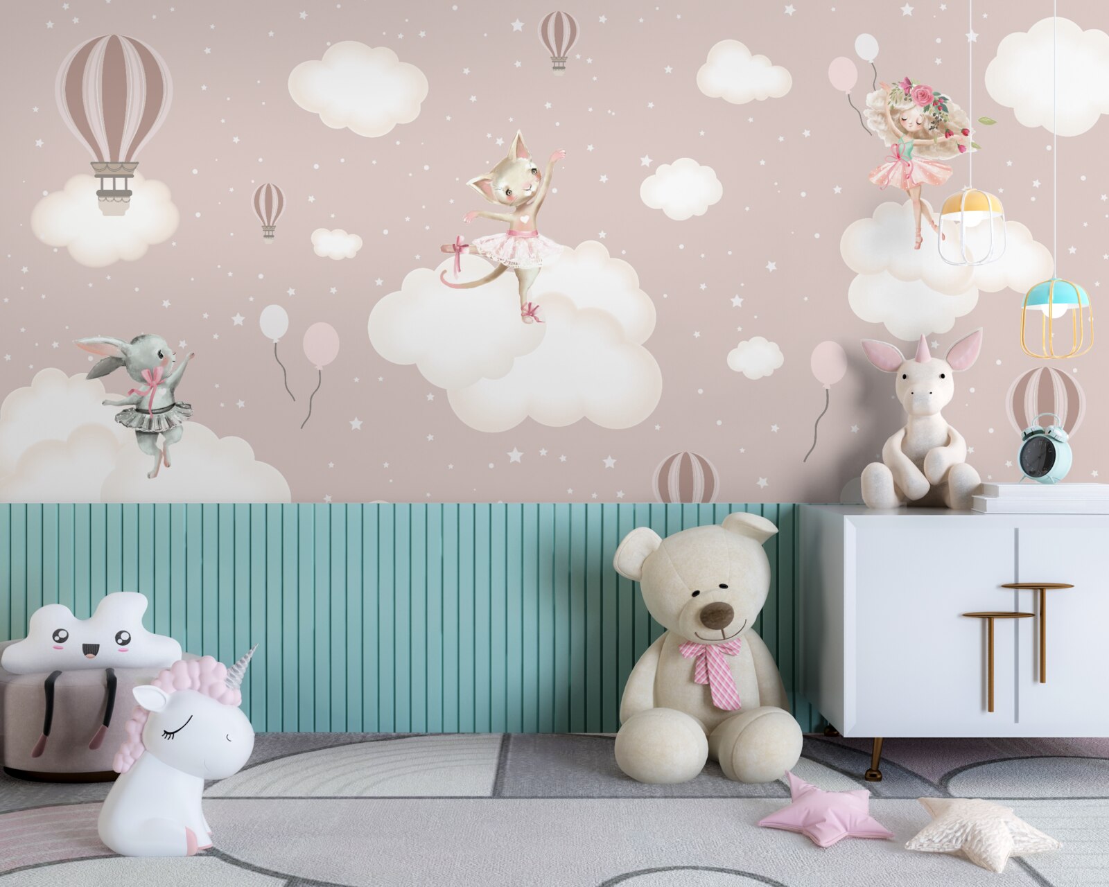 Fototapeta czarujące stworzenia rozświetlają chmury