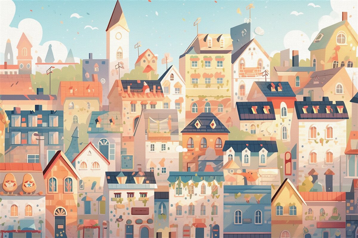 Fototapeta dachy domów miejskich