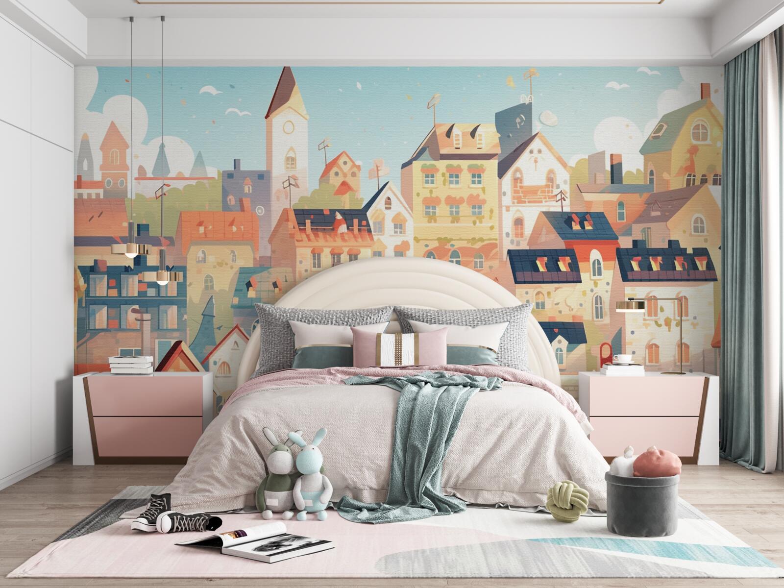 Fototapeta dachy domów miejskich