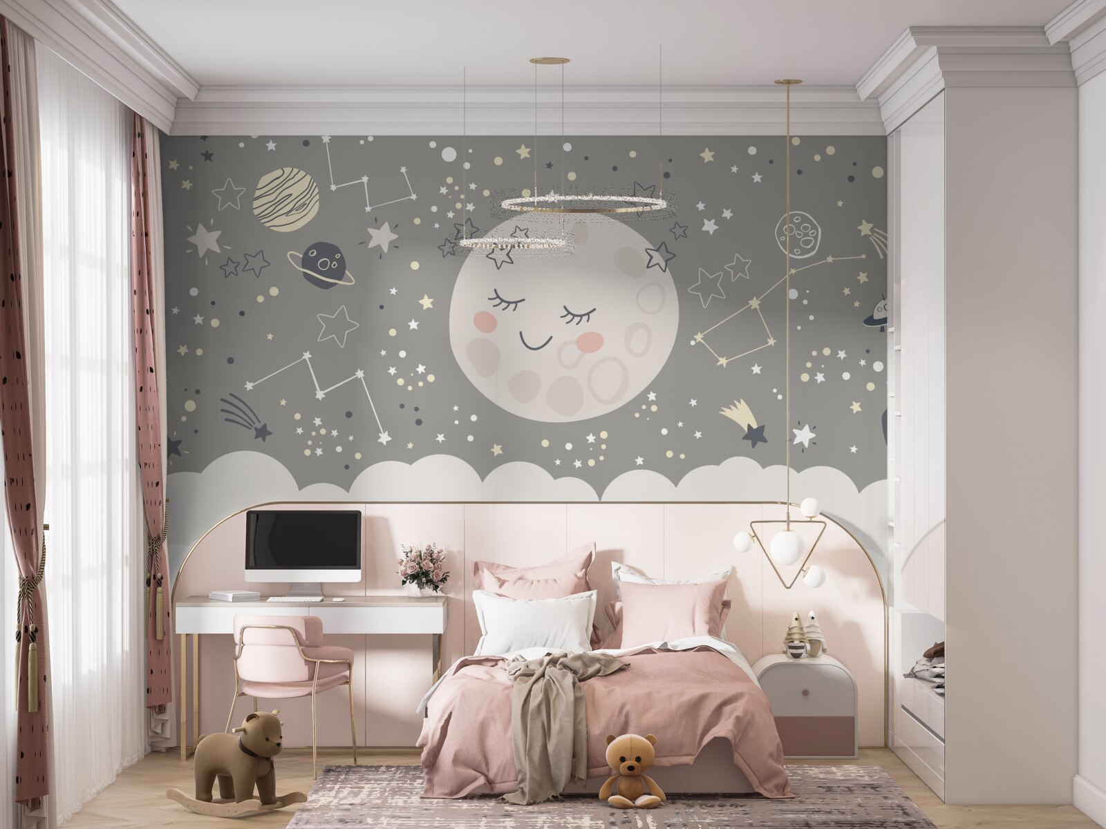 Fototapeta księżyc w pełni z zamkniętymi powiekami