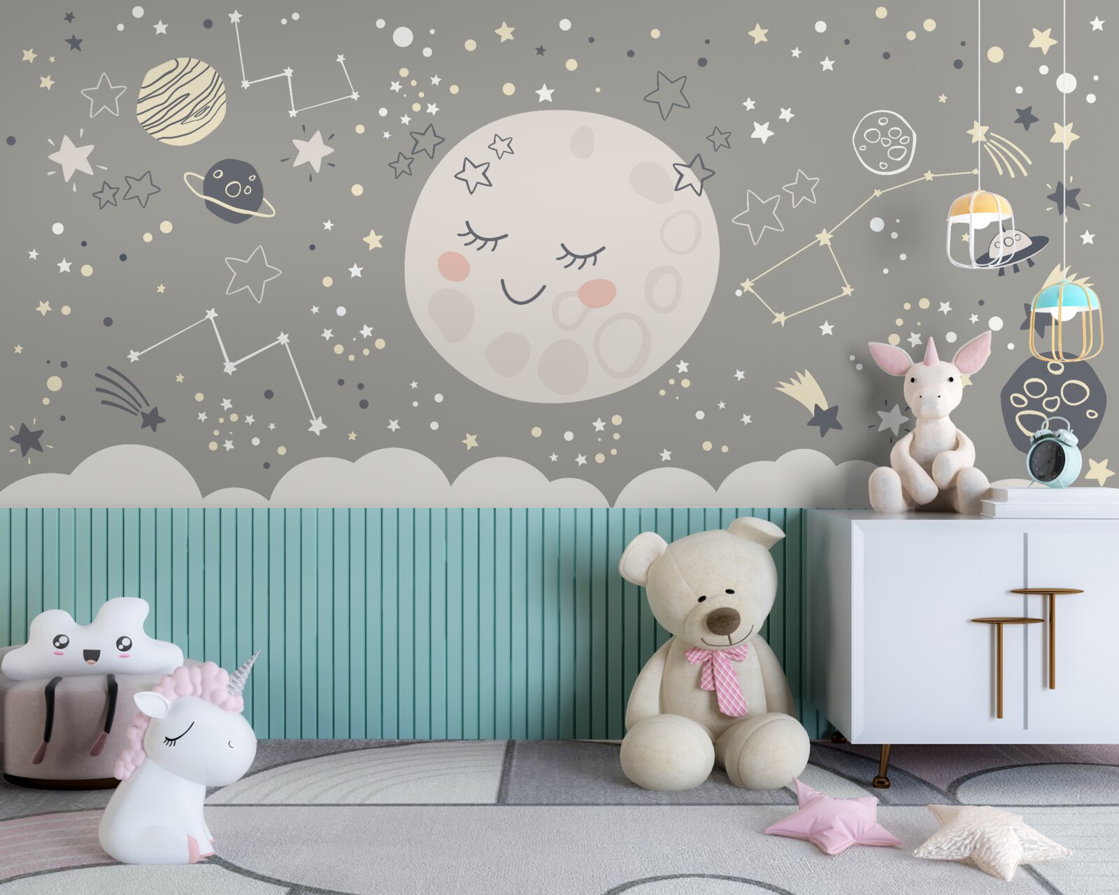 Fototapeta księżyc w pełni z zamkniętymi powiekami