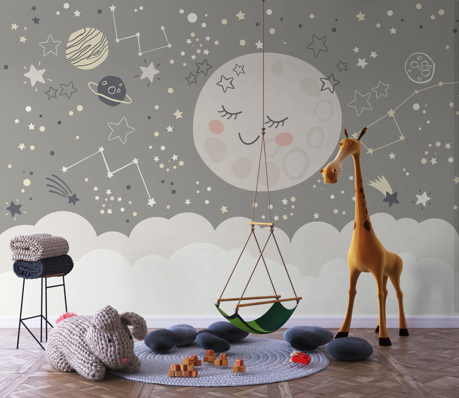 Fototapeta księżyc w pełni z zamkniętymi powiekami