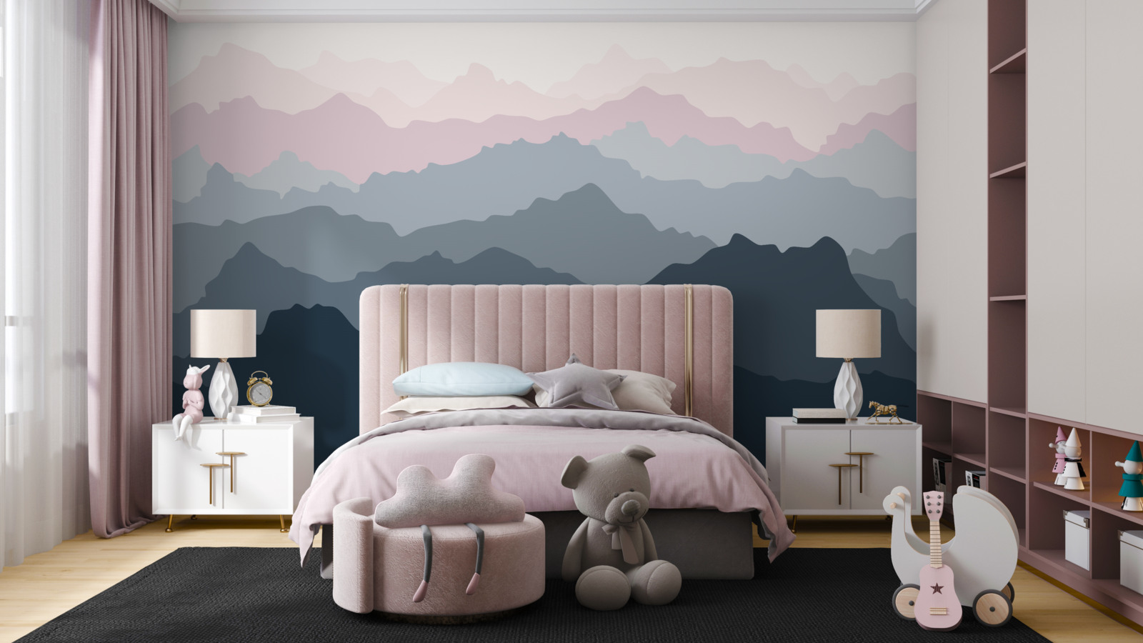 Fototapeta sylwetki górskie w różnych odcieniach