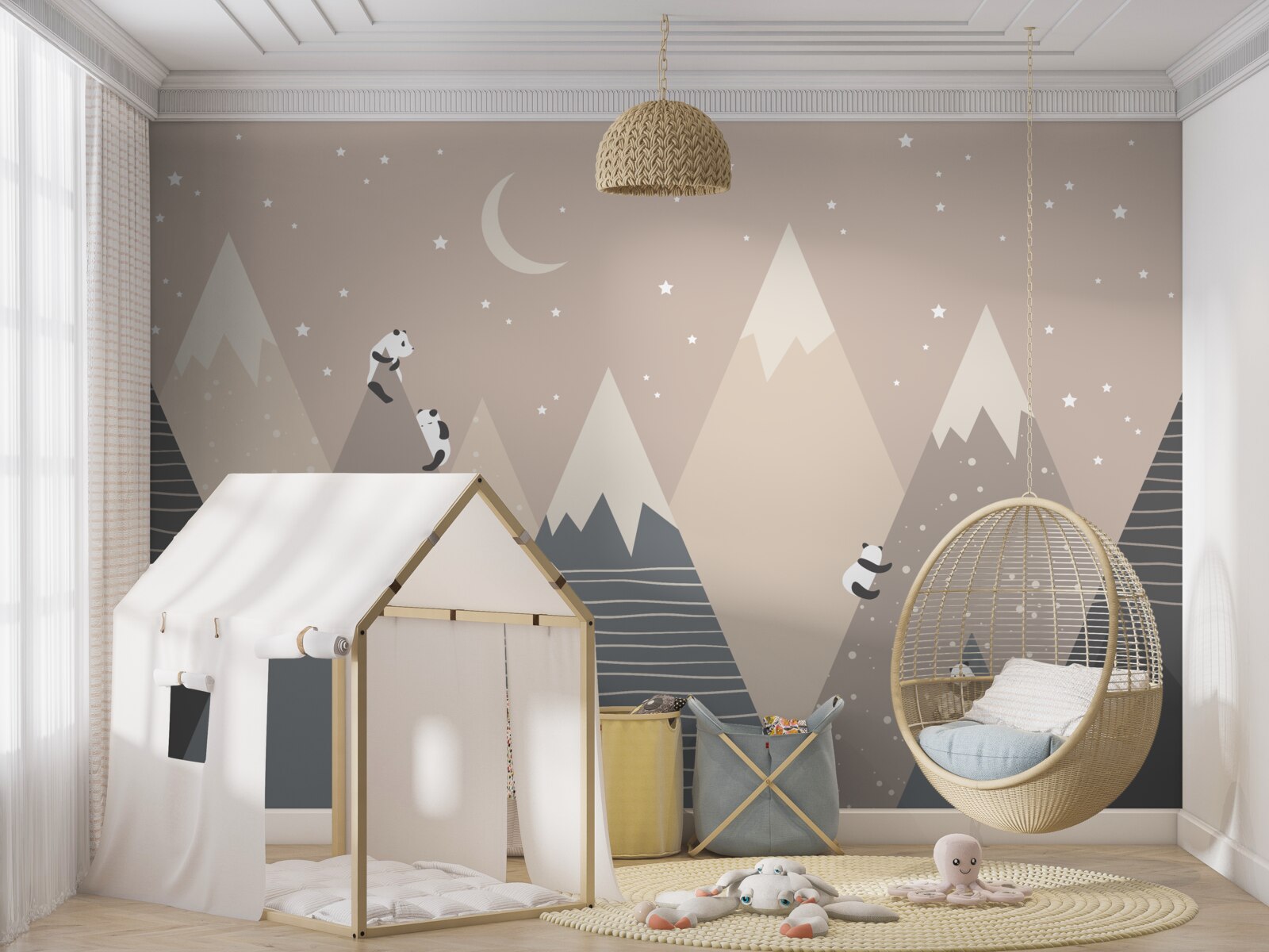 Fototapeta pandy wspinają się po górach