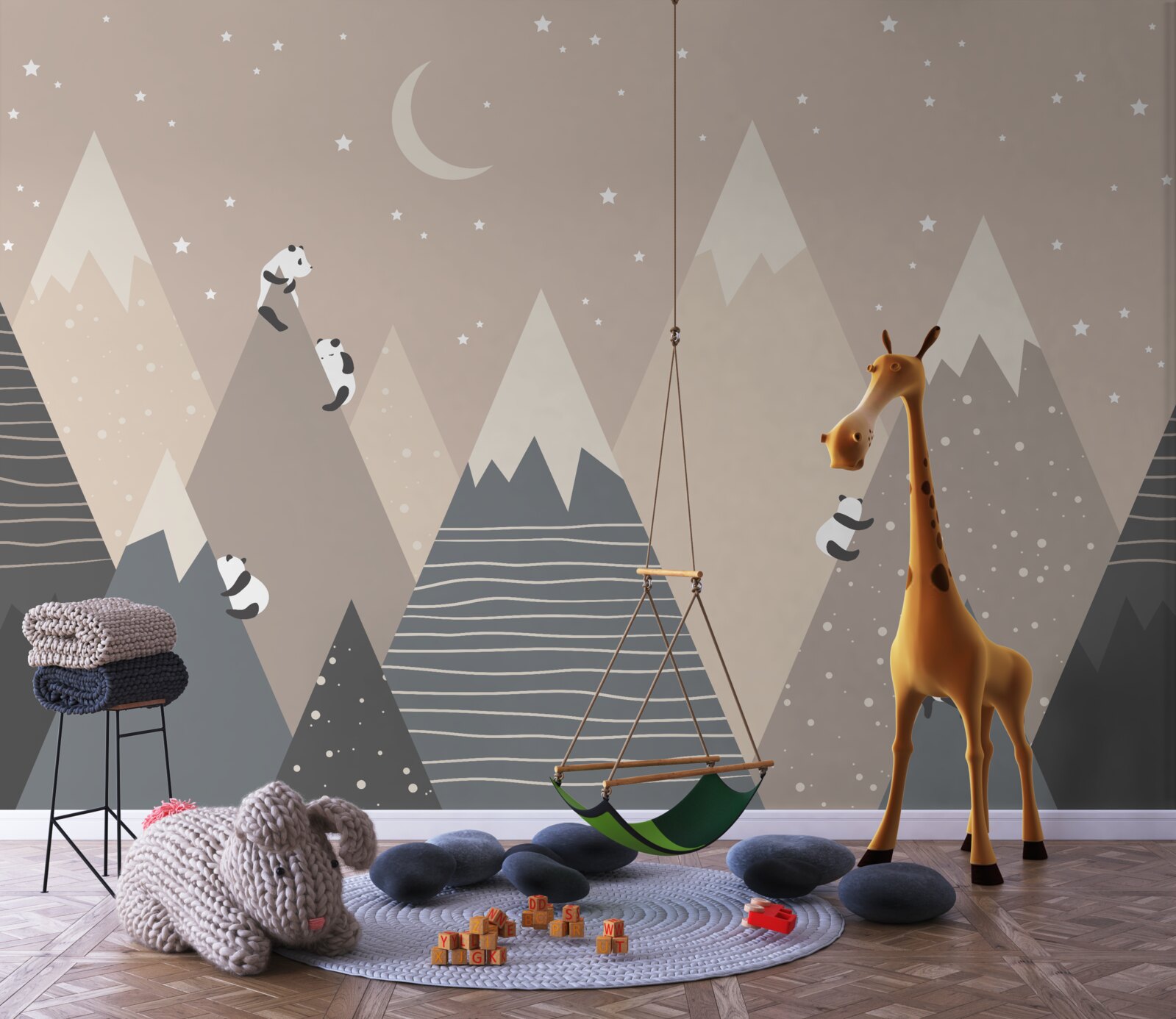 Fototapeta pandy wspinają się po górach