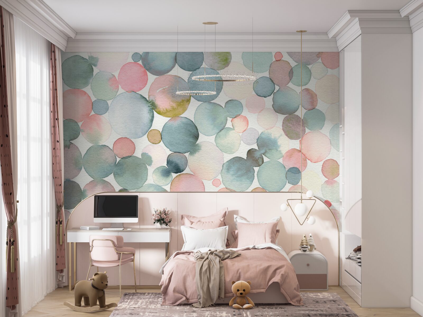 Fototapeta bąbelki w różnych odcieniach wypełnione akwarelami