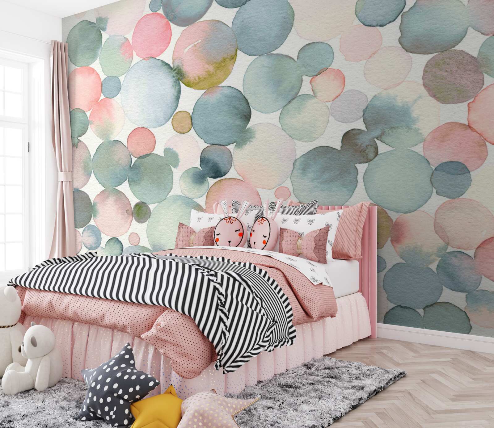 Fototapeta bąbelki w różnych odcieniach wypełnione akwarelami