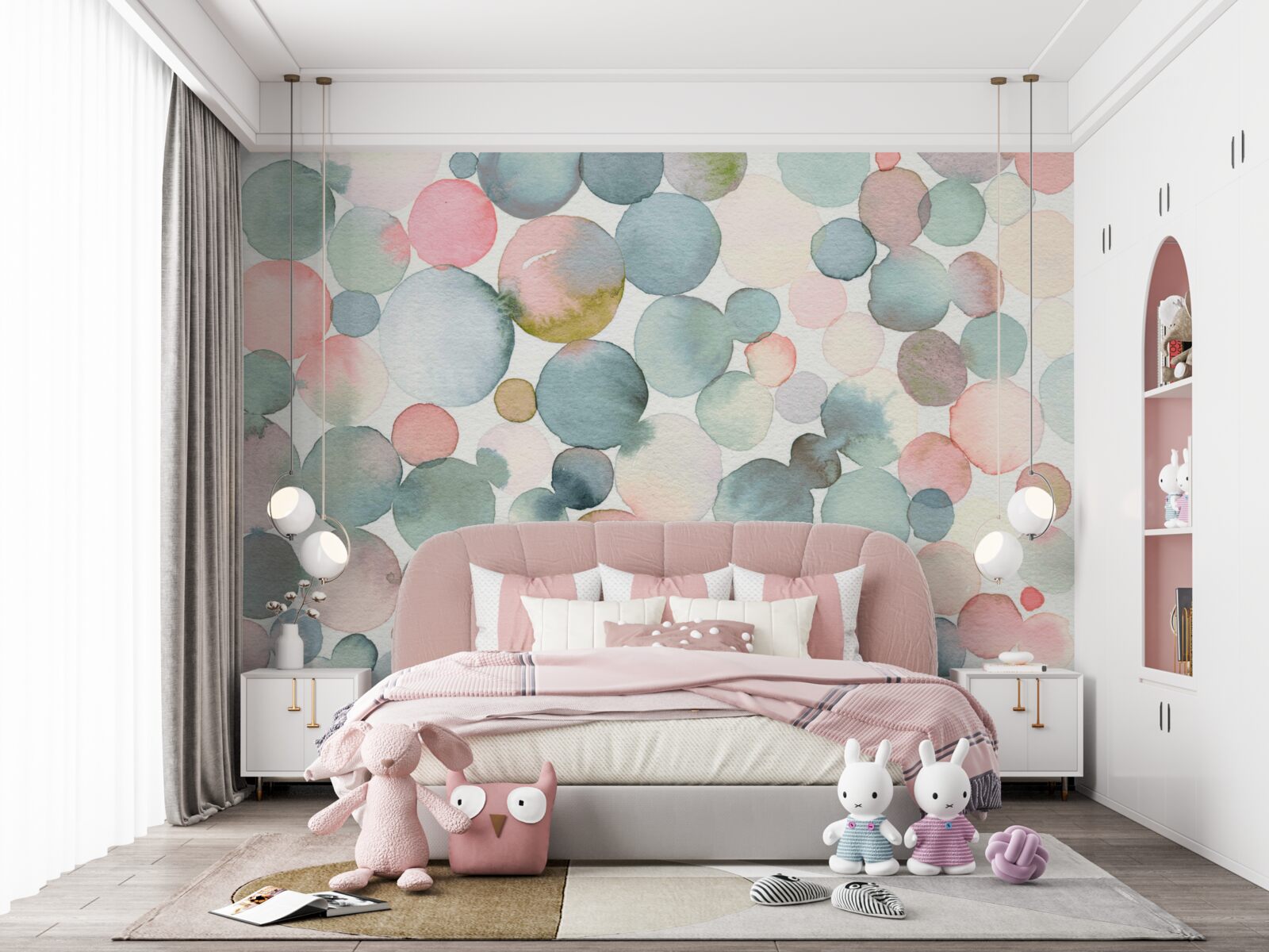 Fototapeta bąbelki w różnych odcieniach wypełnione akwarelami