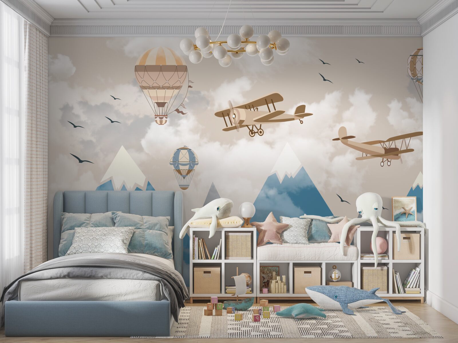 Fototapeta przemieszczanie się ptaków i transport lotniczy nad szczytami górskimi