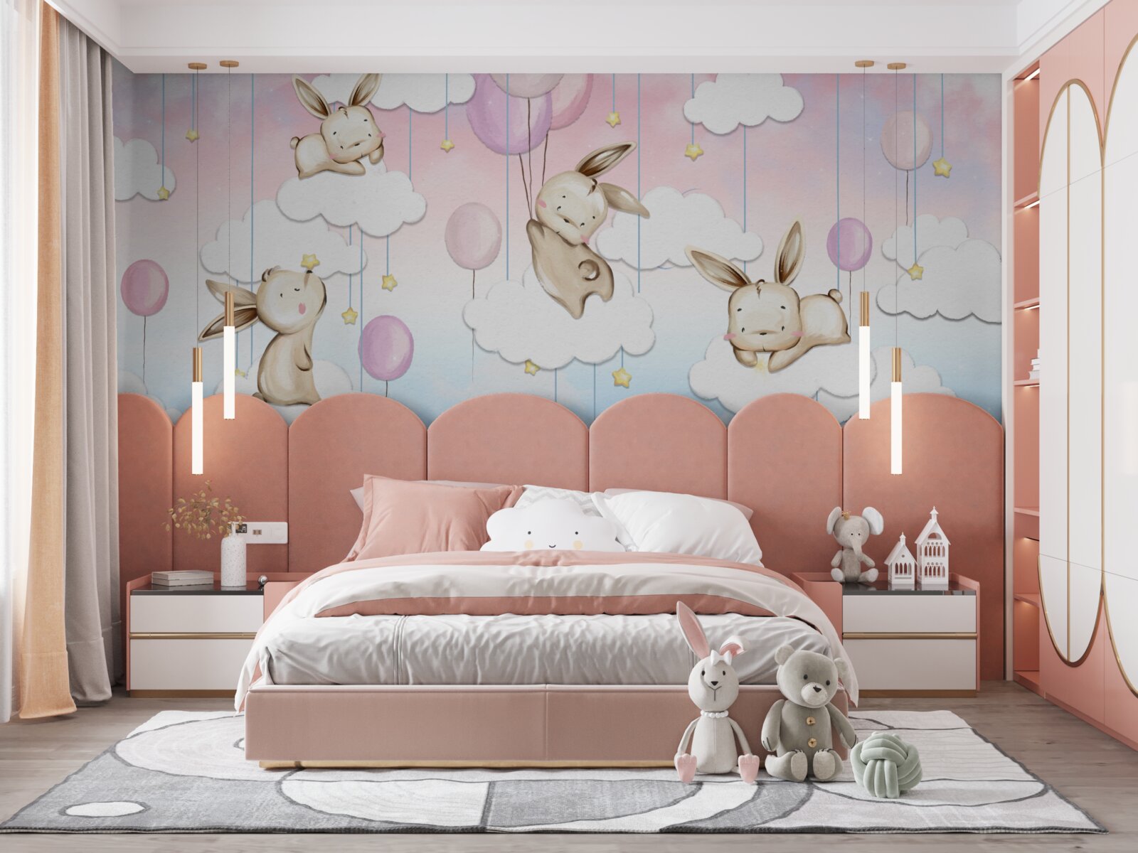 Fototapeta króliki na chmurach