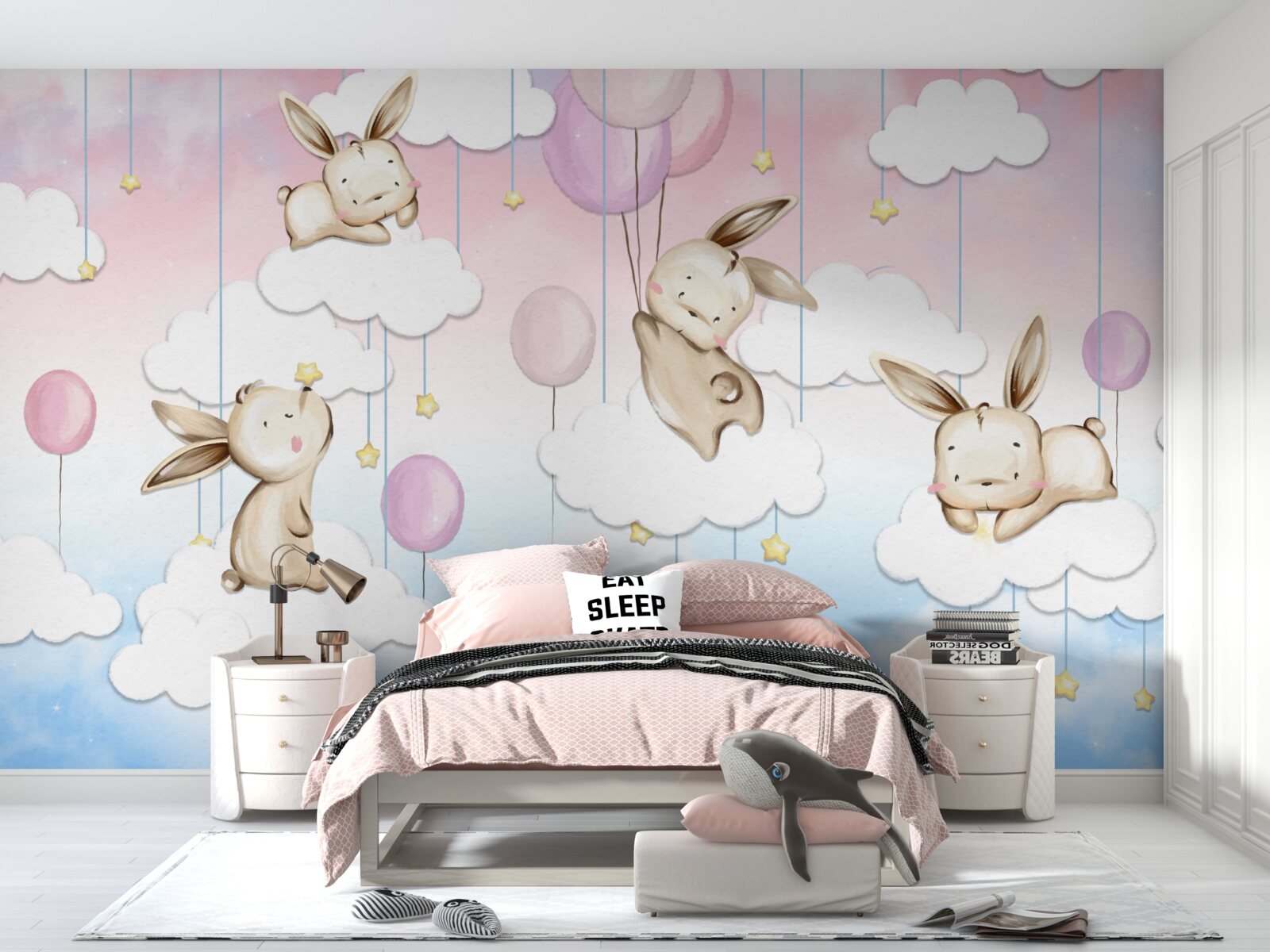 Fototapeta króliki na chmurach