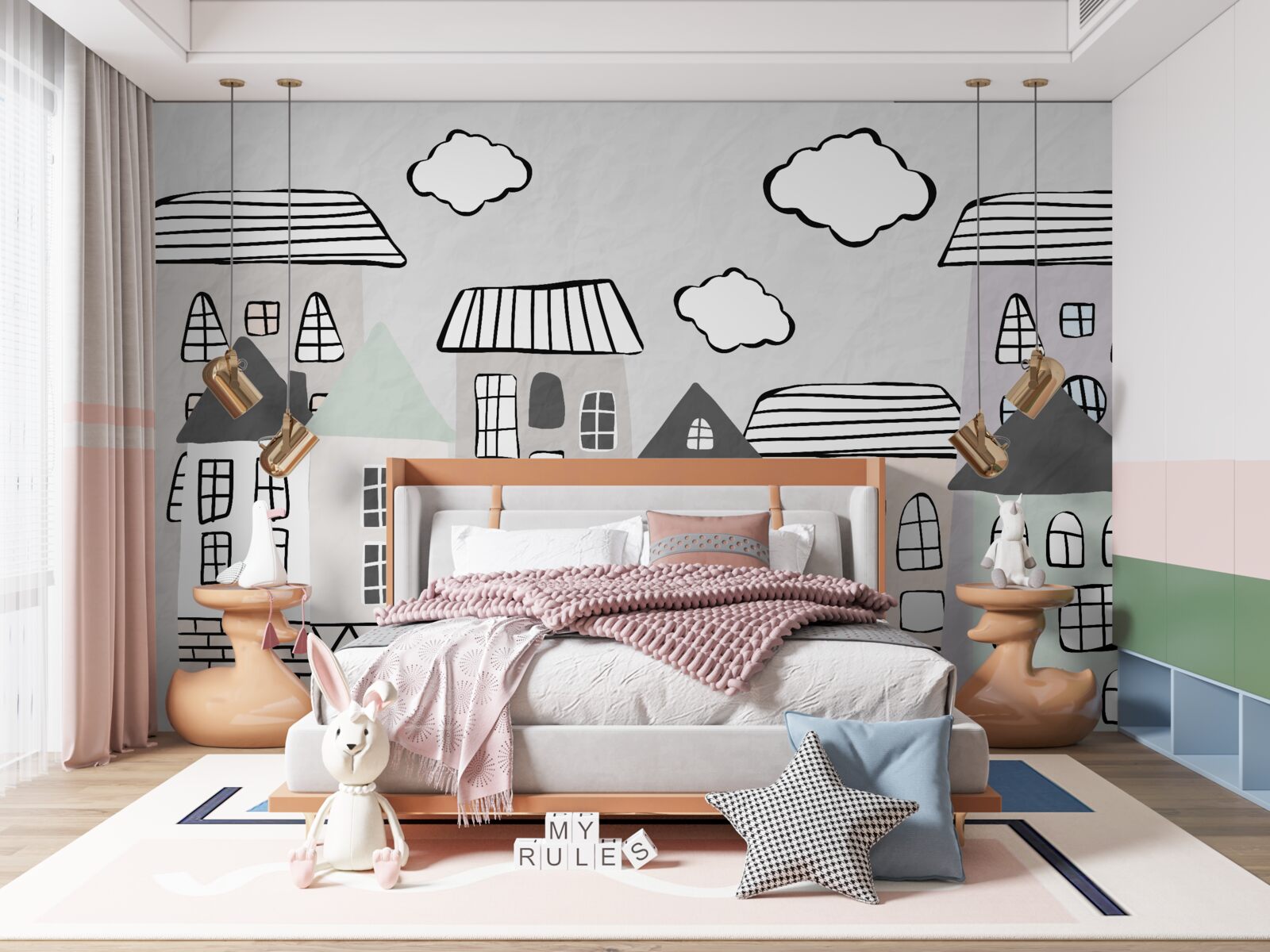 Fototapeta domy narysowane bez większego wysiłku