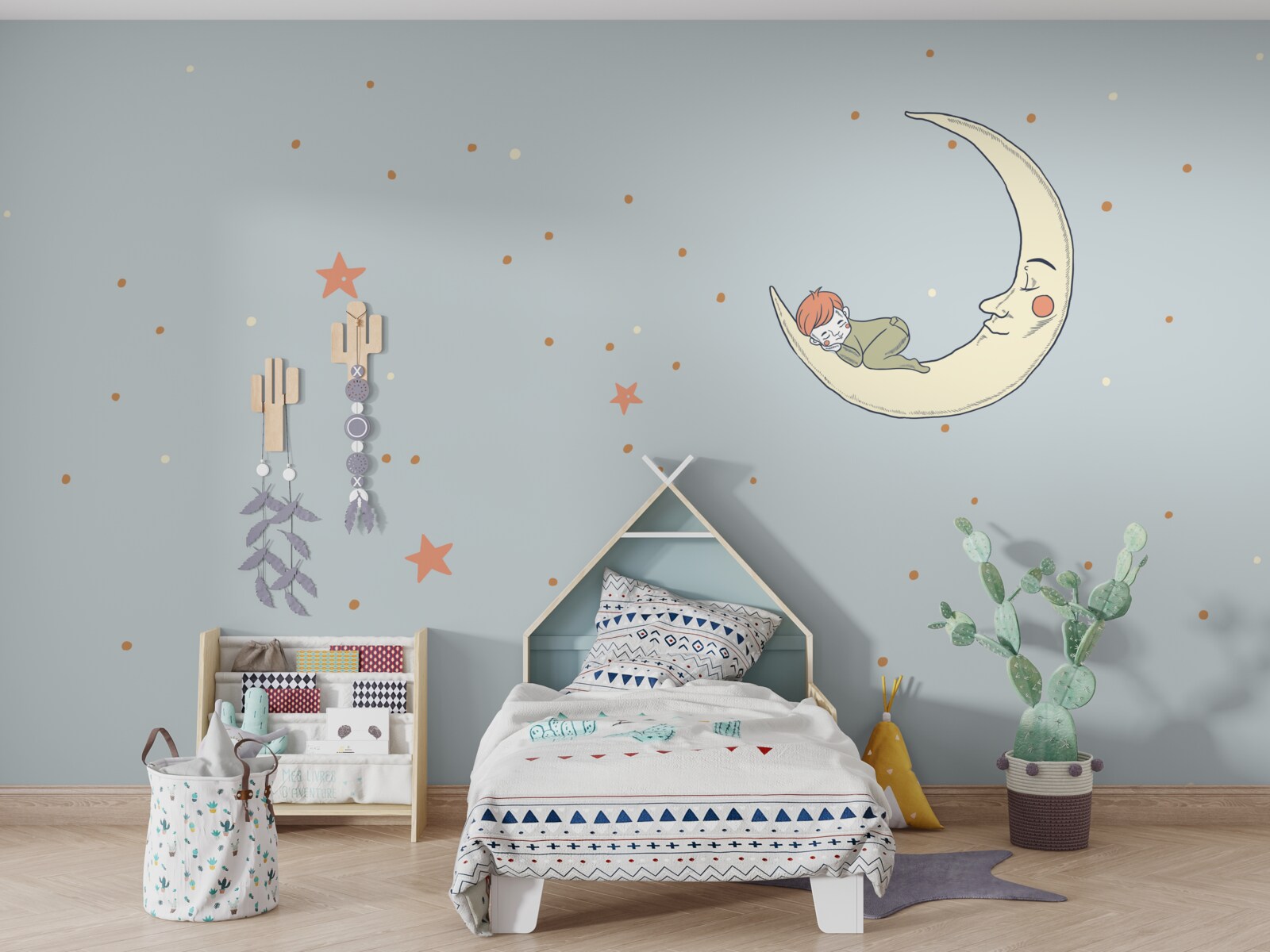 Fototapeta dziecko zasypia w świetle księżyca