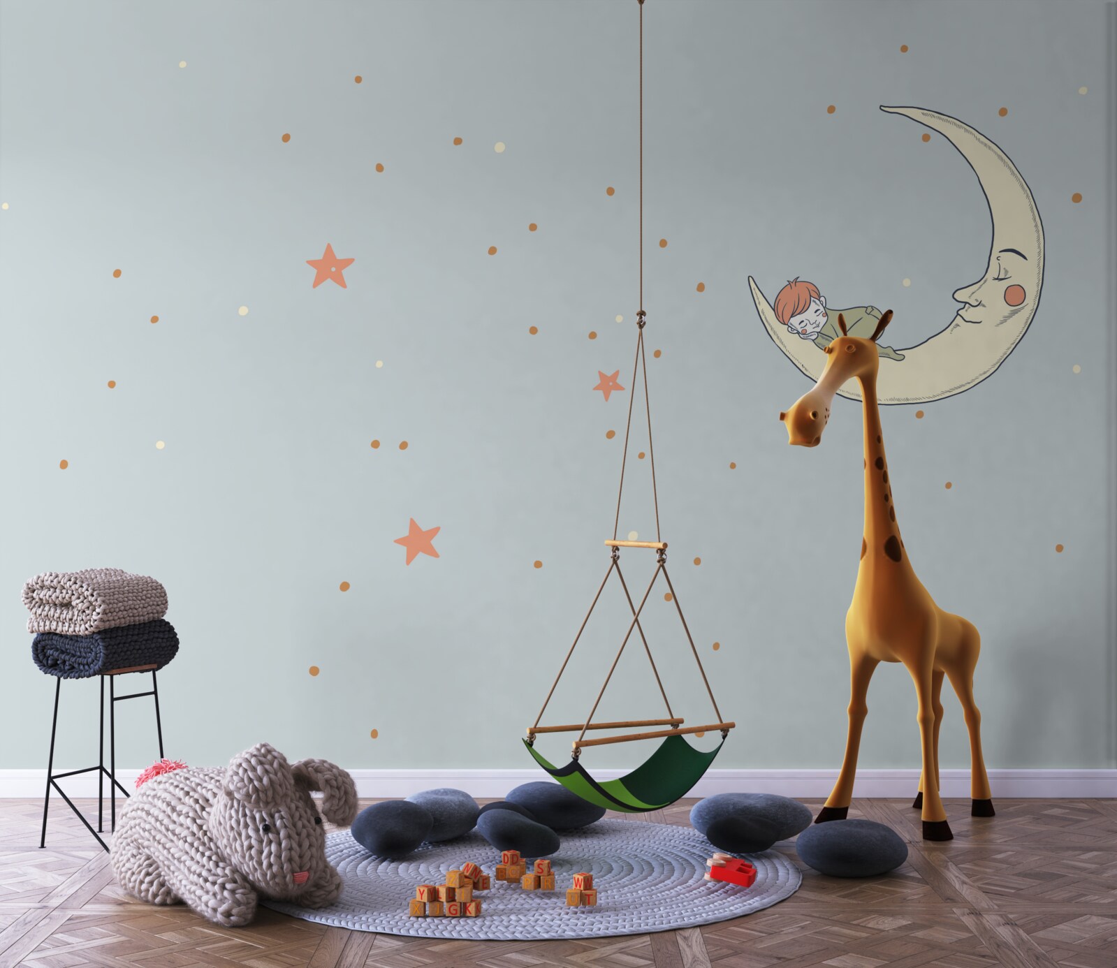 Fototapeta dziecko zasypia w świetle księżyca