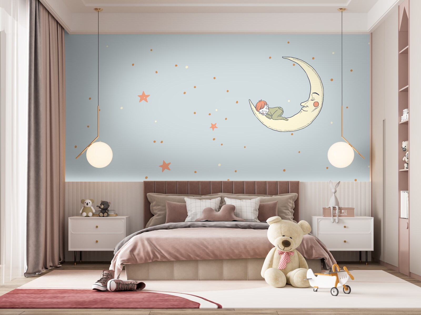 Fototapeta dziecko zasypia w świetle księżyca