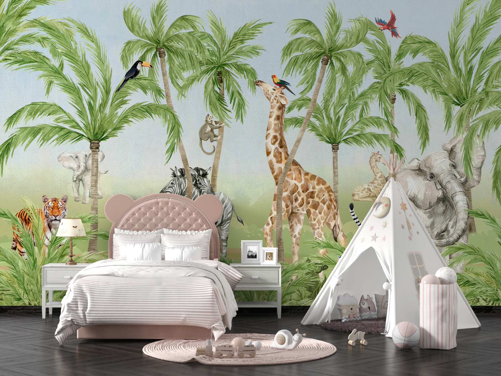 Fototapeta stworzenia spacerują po tropikalnej dżungli