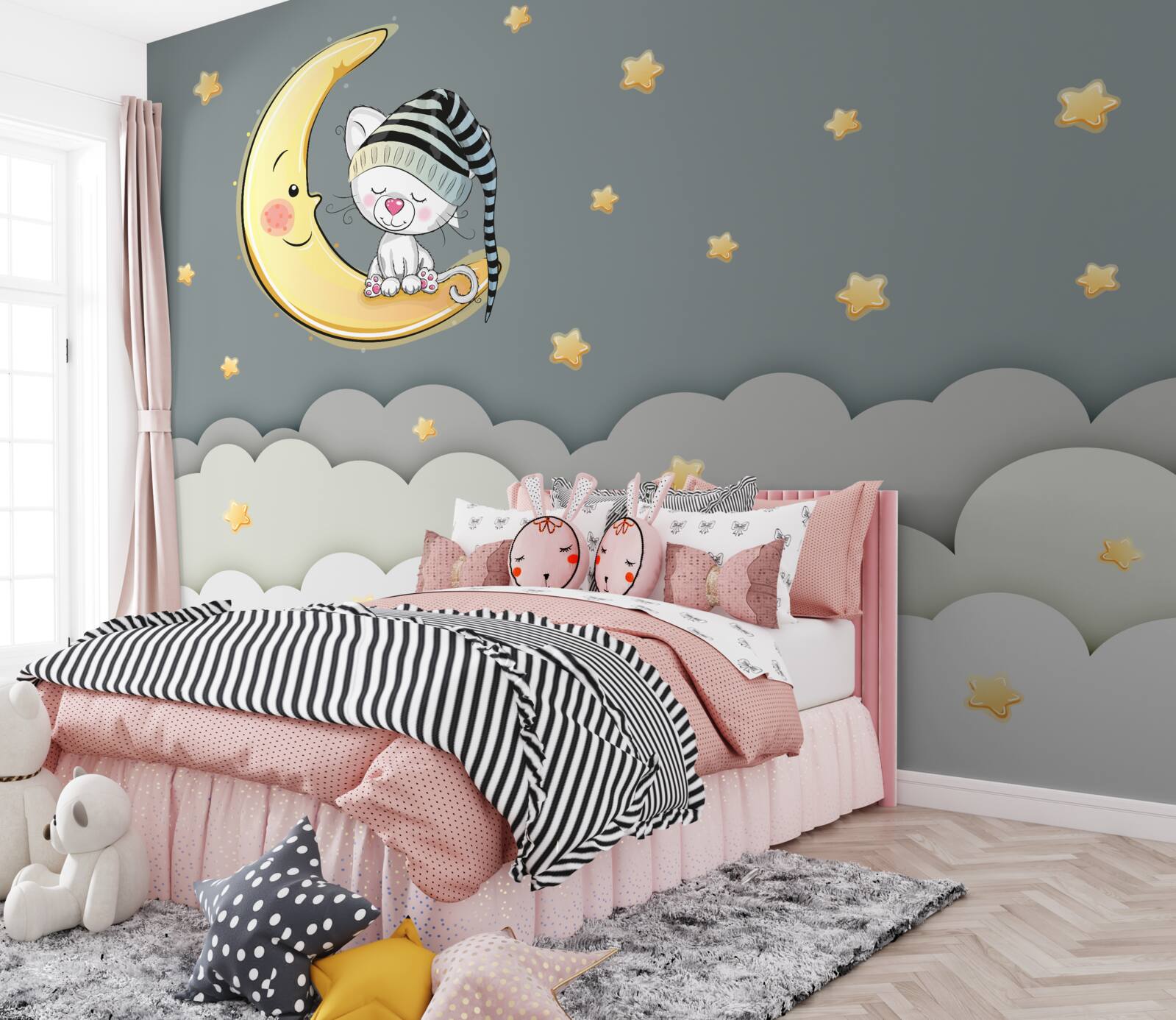 Fototapeta mały puszysty w nakryciu głowy na satelicie ziemi