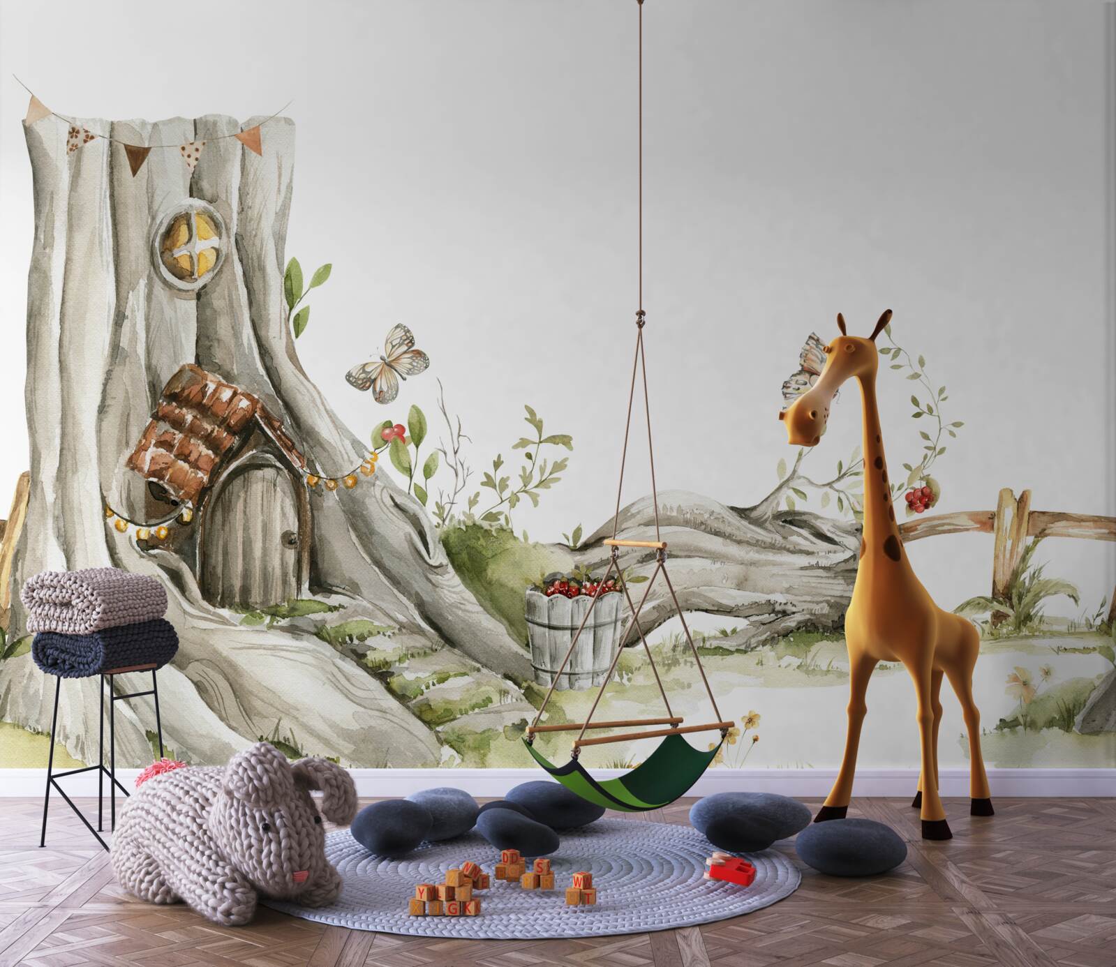 Fototapeta wejście do drewnianego mieszkania mieszkańca lasu