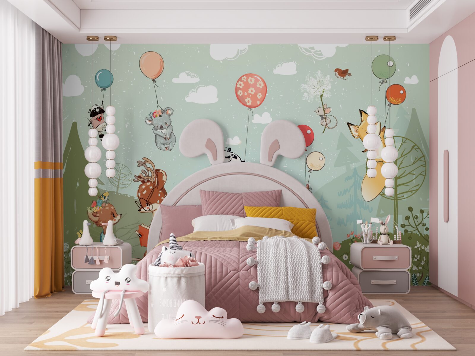 Fototapeta stworzenia natury podróżują balonami