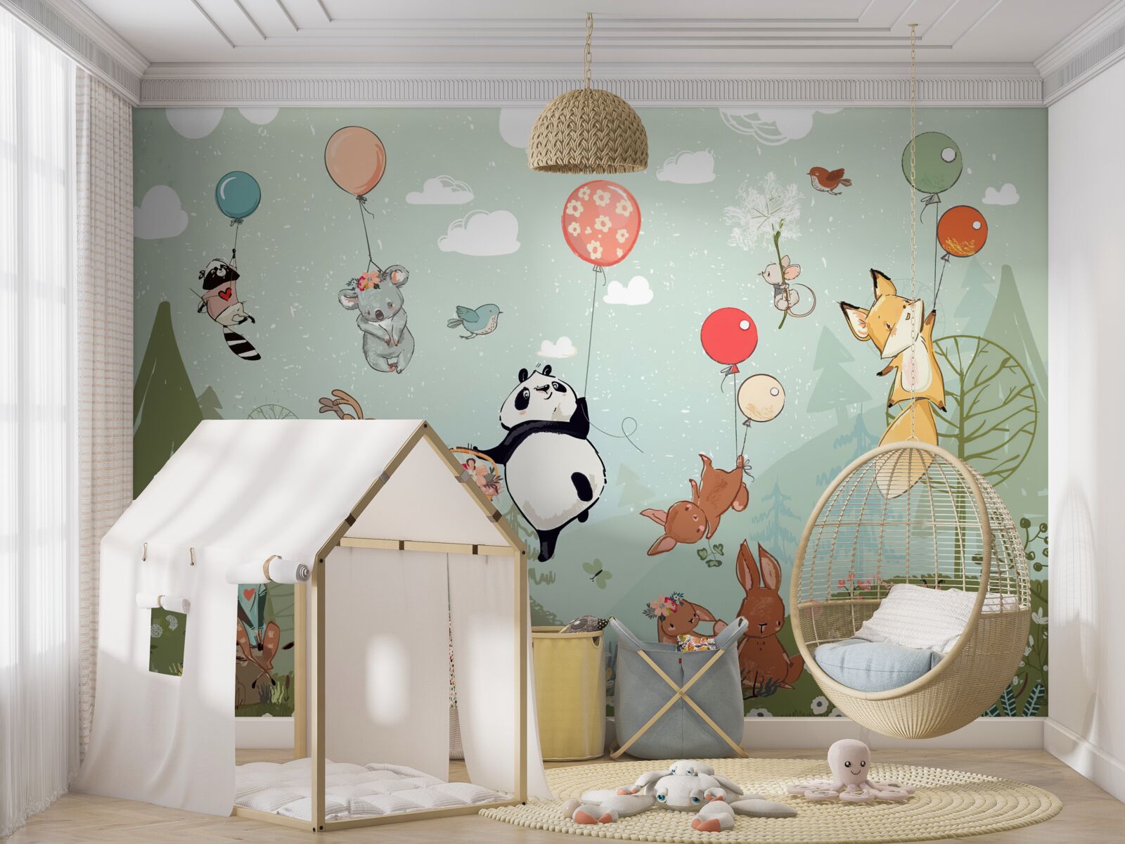 Fototapeta stworzenia natury podróżują balonami