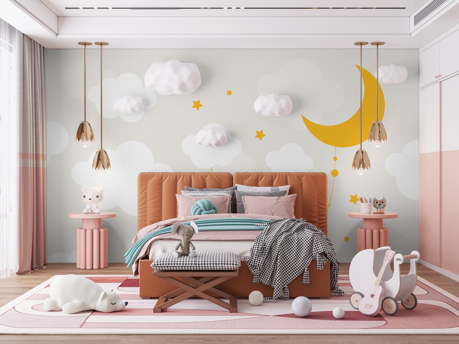 Fototapeta księżyc ma złoty odcień i małe gwiazdki